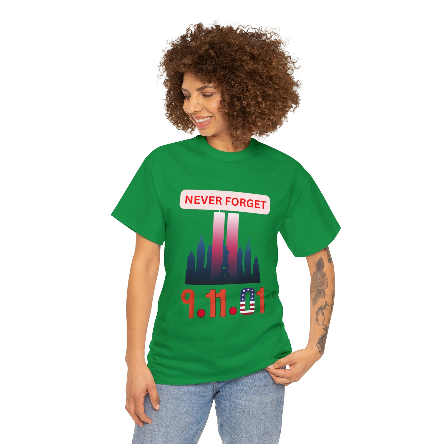 Unisex Heavy Cotton Tee- Never Forget 9/11/01