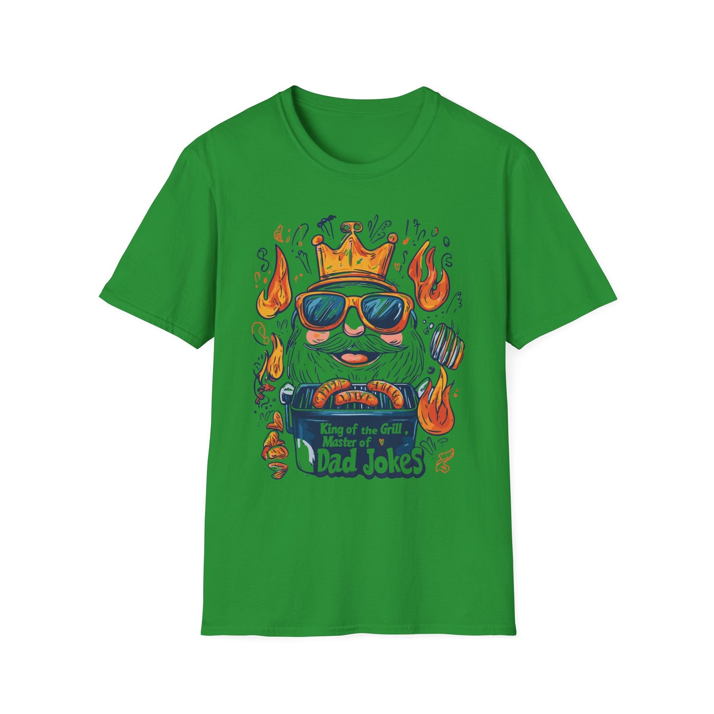 King of the Grill, Master of Dad Jokes T-Shirt | Father's Day Gift | Unisex Tee for Dads | Comfortable Casual Wear | Gift for Dad | Fire Theme