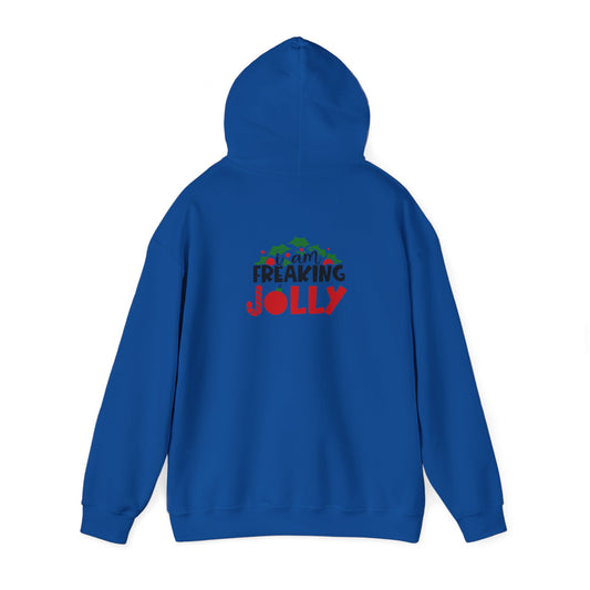 I Am Freaking Jolly Unisex Heavy Blend Hooded Sweatshirt, Funny T-shirt, Christmas Shirt, Christmas Slogan Shirts, Christmas Sweater, Santa Shirt