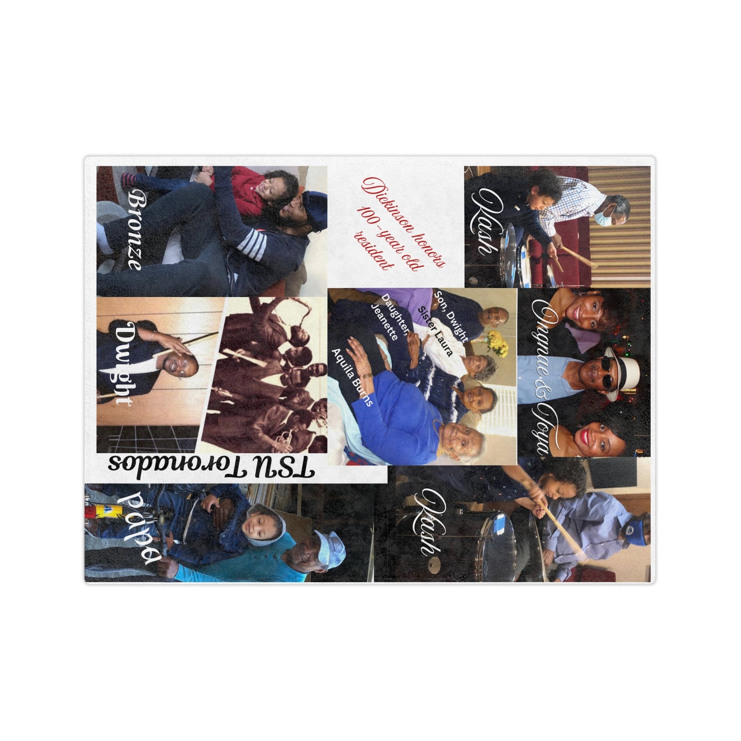 Personalized Photo Collage Velveteen Microfiber Blanket — Custom Family Memory Throw with Names