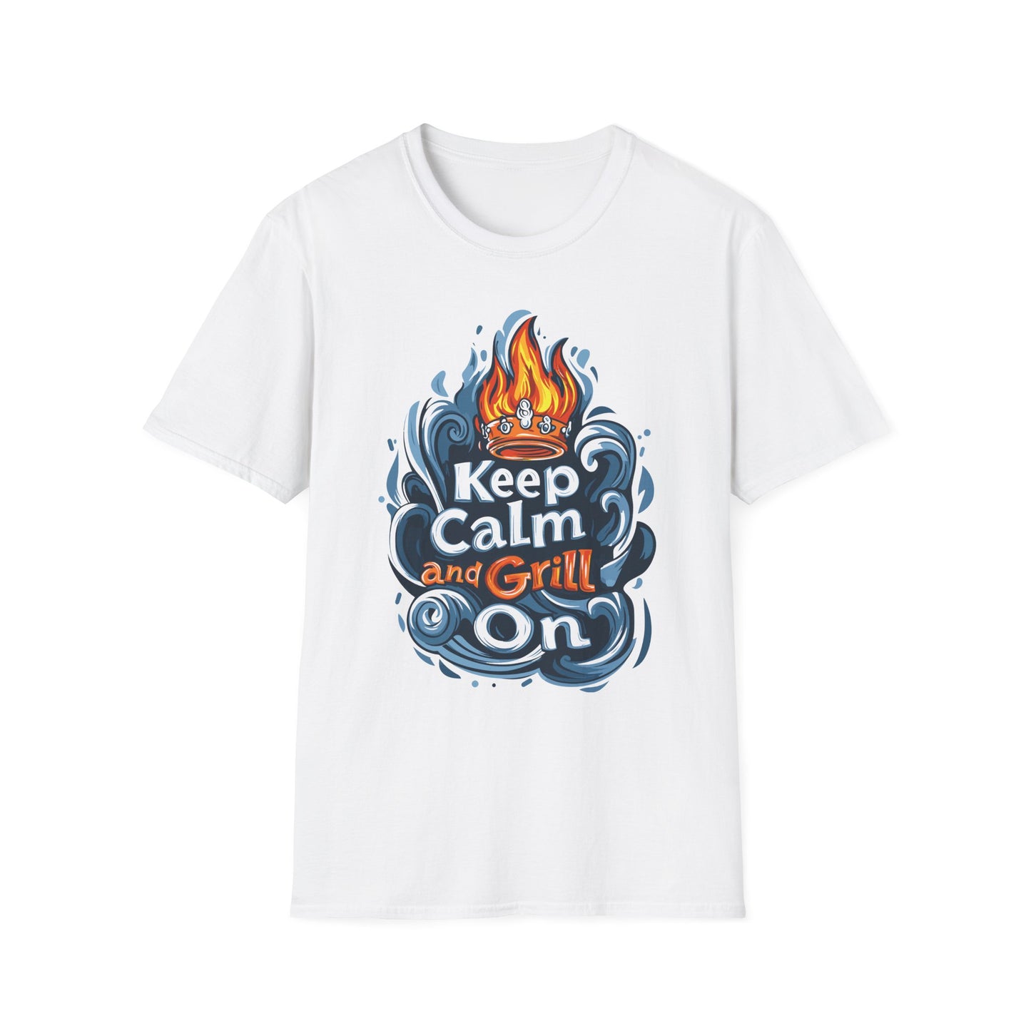 Keep Calm and Grill On T-Shirt | Father's Day Gift | Unisex Tee for Dads | Comfortable Casual Wear | Gift for Dad | Fire Theme