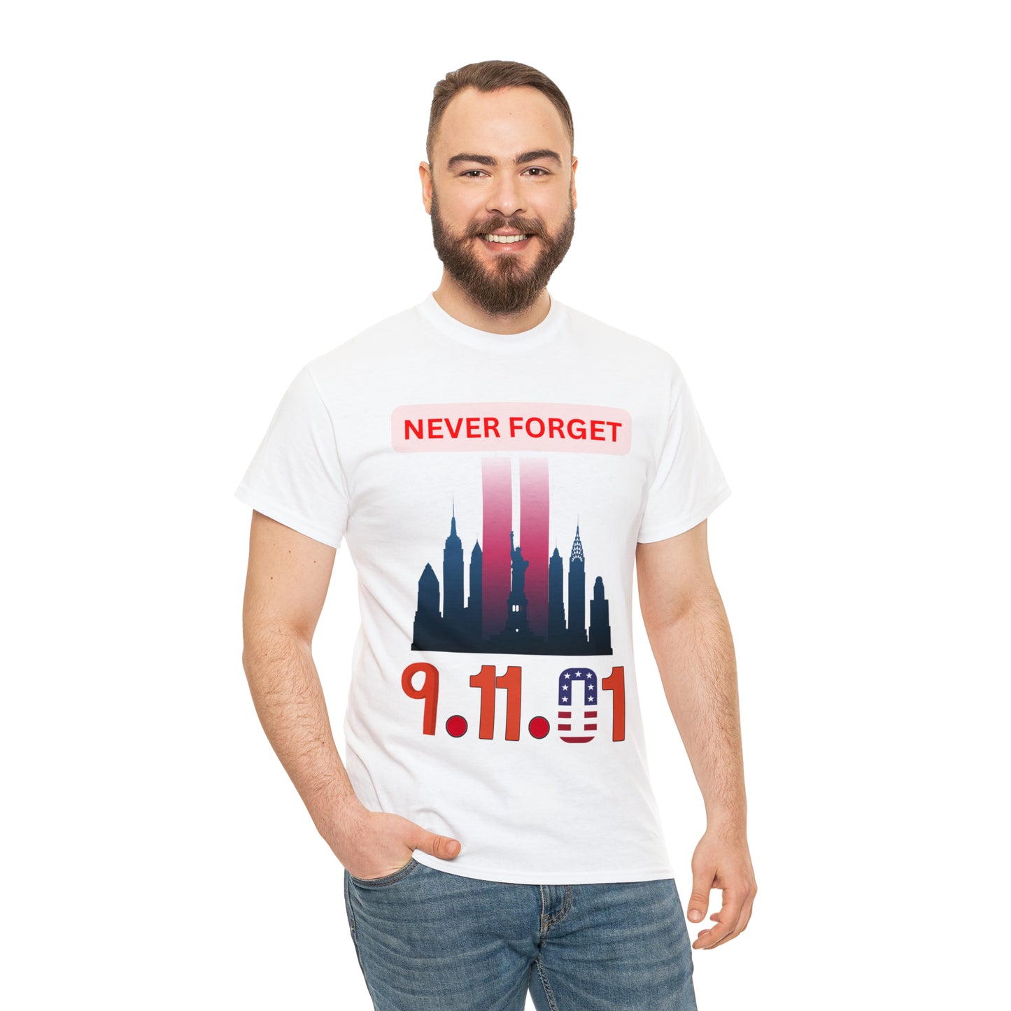 Unisex Heavy Cotton Tee- Never Forget 9/11