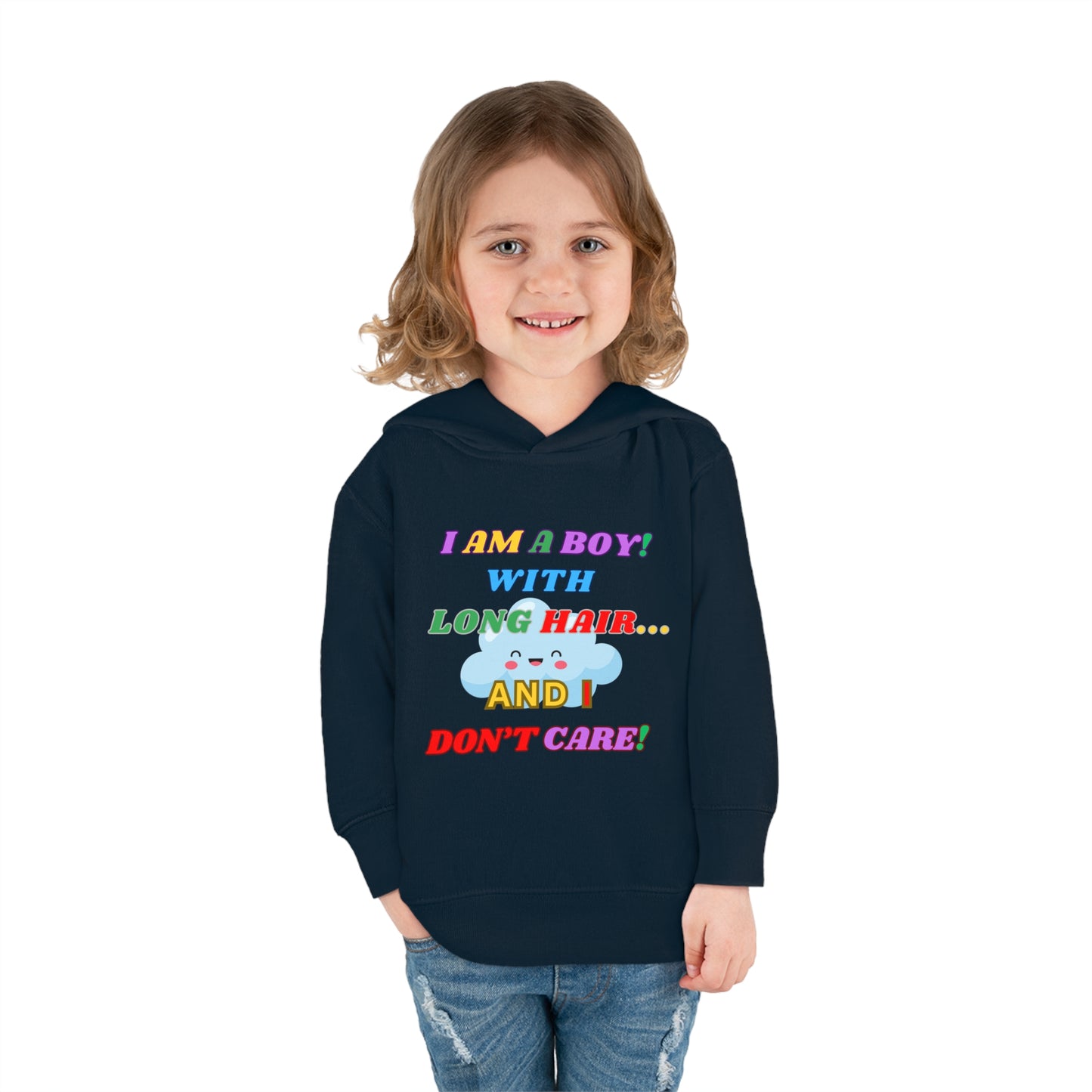 Toddler Hoodie - Boy with Long Hair Design