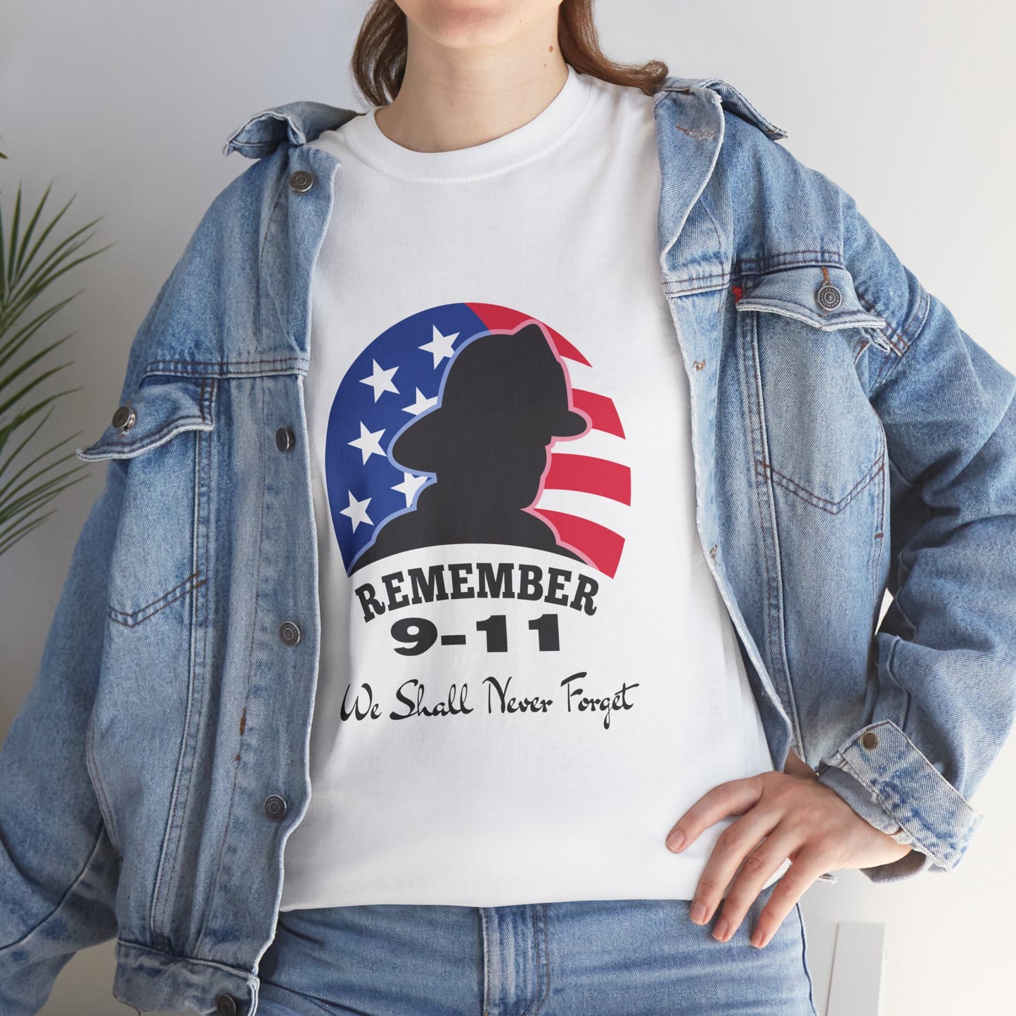 We Shall Never Forget 9/11 T-shirt, Unisex Heavy Cotton Tee, Veteran T-Shirt, Patriot Day Gift, Patriotic Shirt, D-Day Shirt, Twin Towers Tee