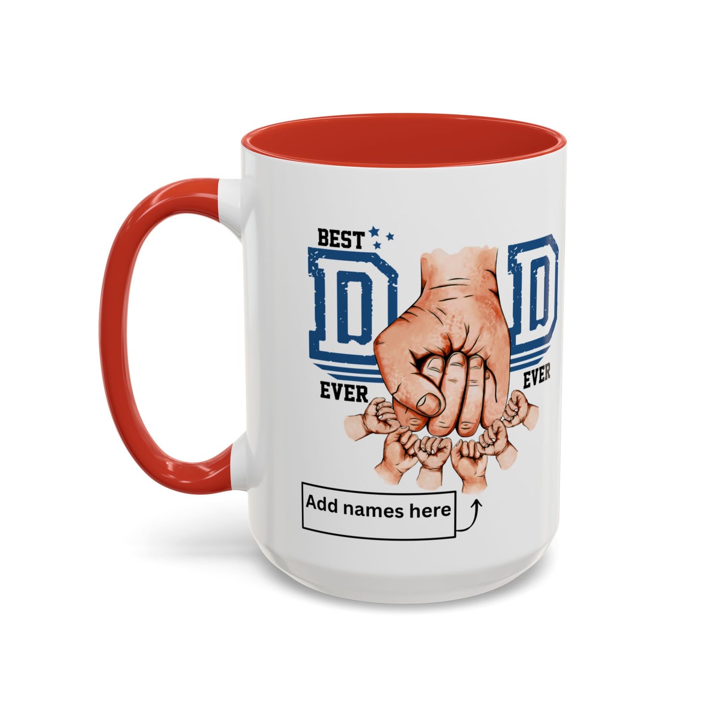 6 kids Personalized Accent Mug - Vibrant Color Contrast Coffee Mug for Coffee Lovers and Dads
