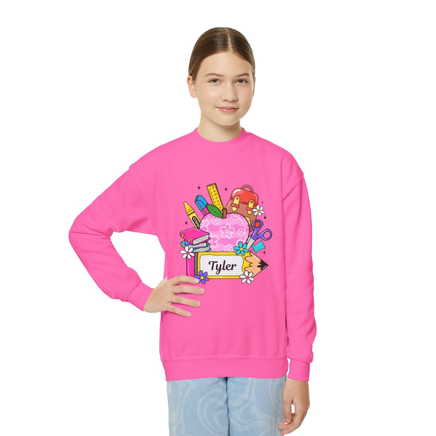 Custom name unisex alphabet sweatshirt for youth, toddlers & adults. Toddler and preschool gift, First Day Of School, fun shirt for youth