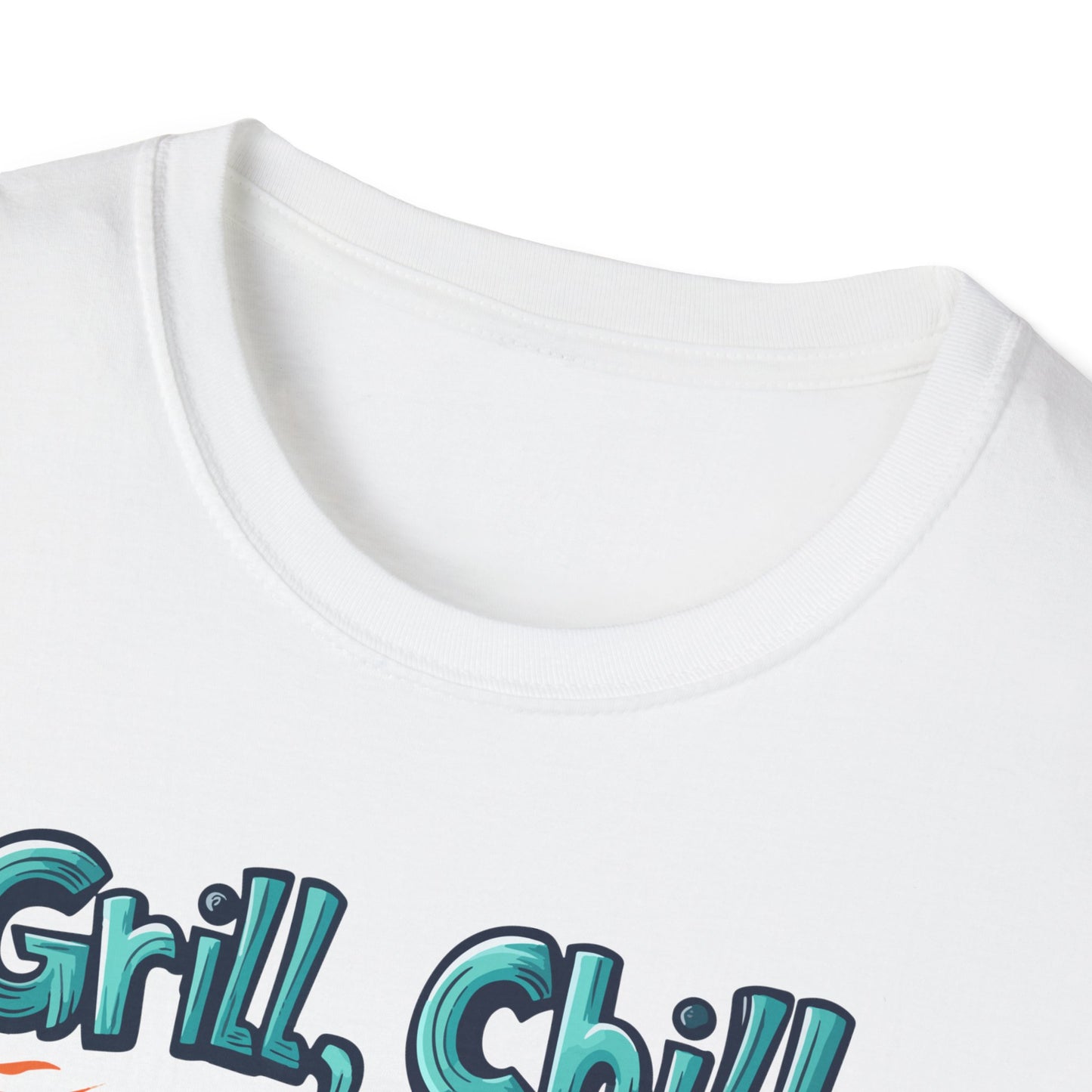 Grill, Chill With Coffee T-Shirt | Father's Day Gift | Unisex Tee for Dads | Comfortable Casual Wear | Gift for Dad | Fire Theme