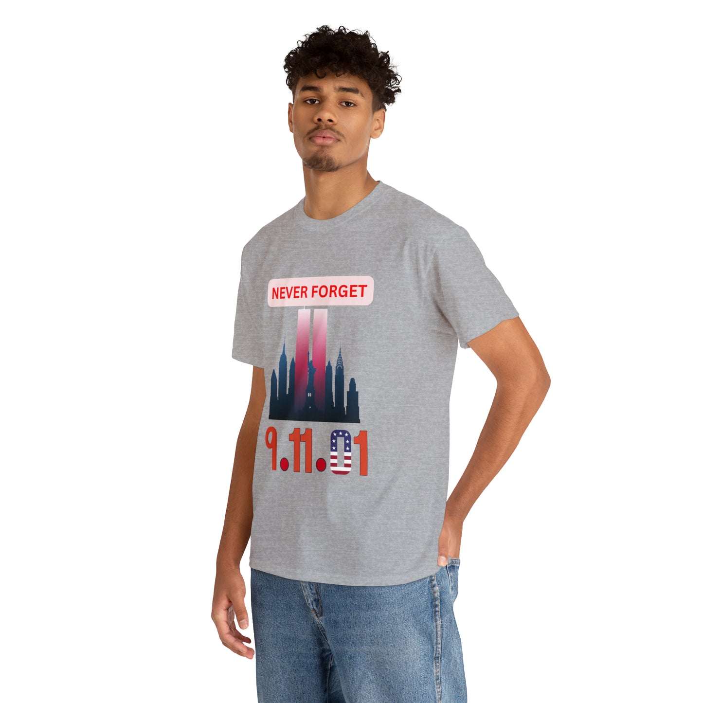 Unisex Heavy Cotton Tee- Never Forget 9/11/01