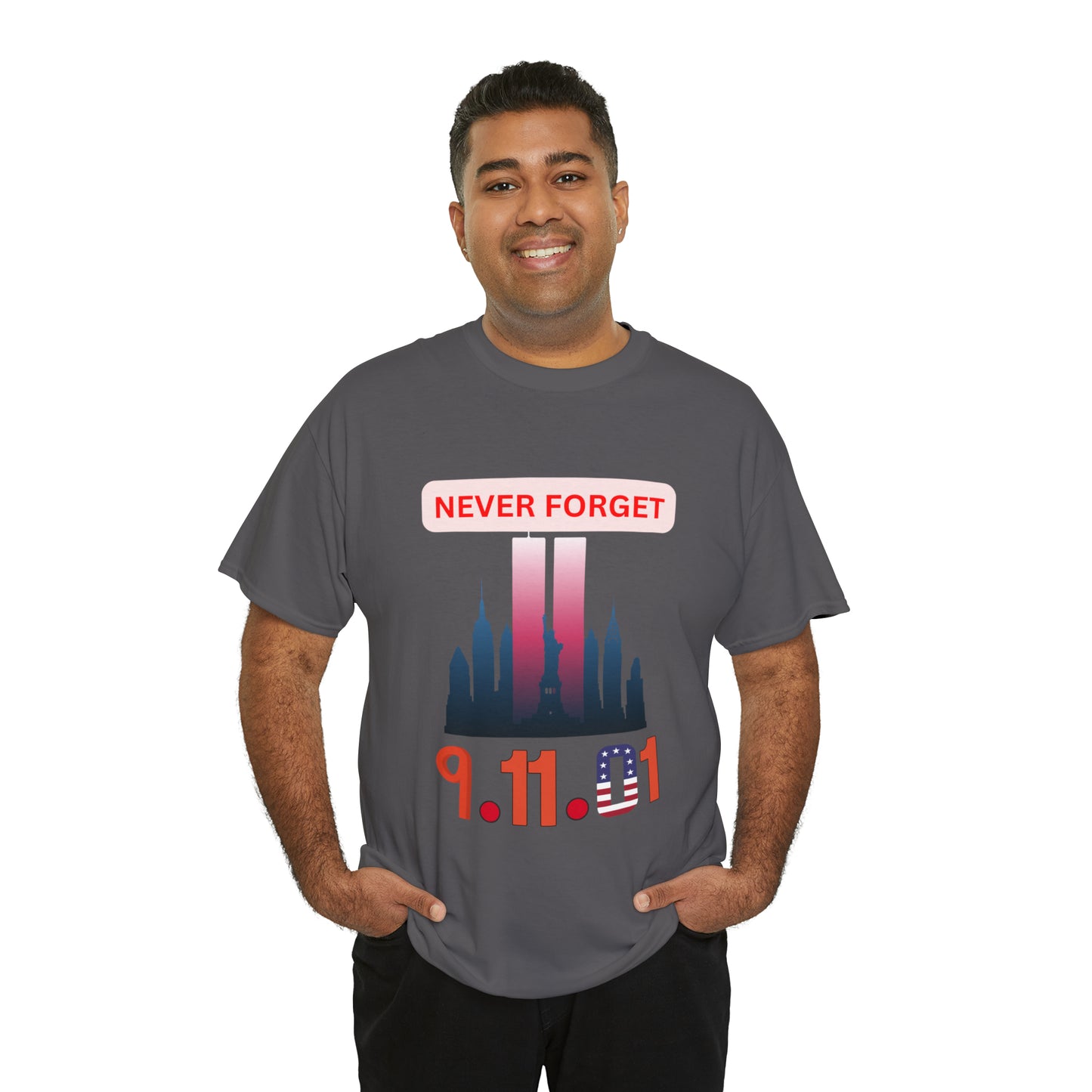 Unisex Heavy Cotton Tee- Never Forget 9/11/01