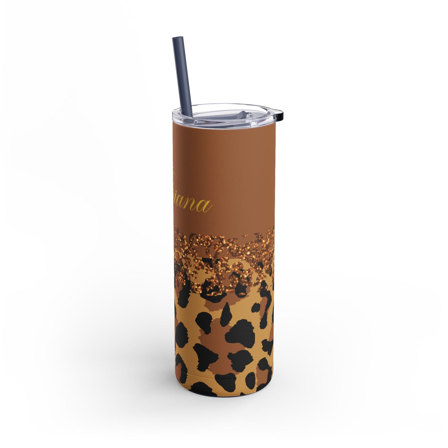 Personalized Leopard Tumbler,  20 oz Tumblers, Animal print gift, Gift for her, custom name, Skinny Matte Tumbler, 20oz