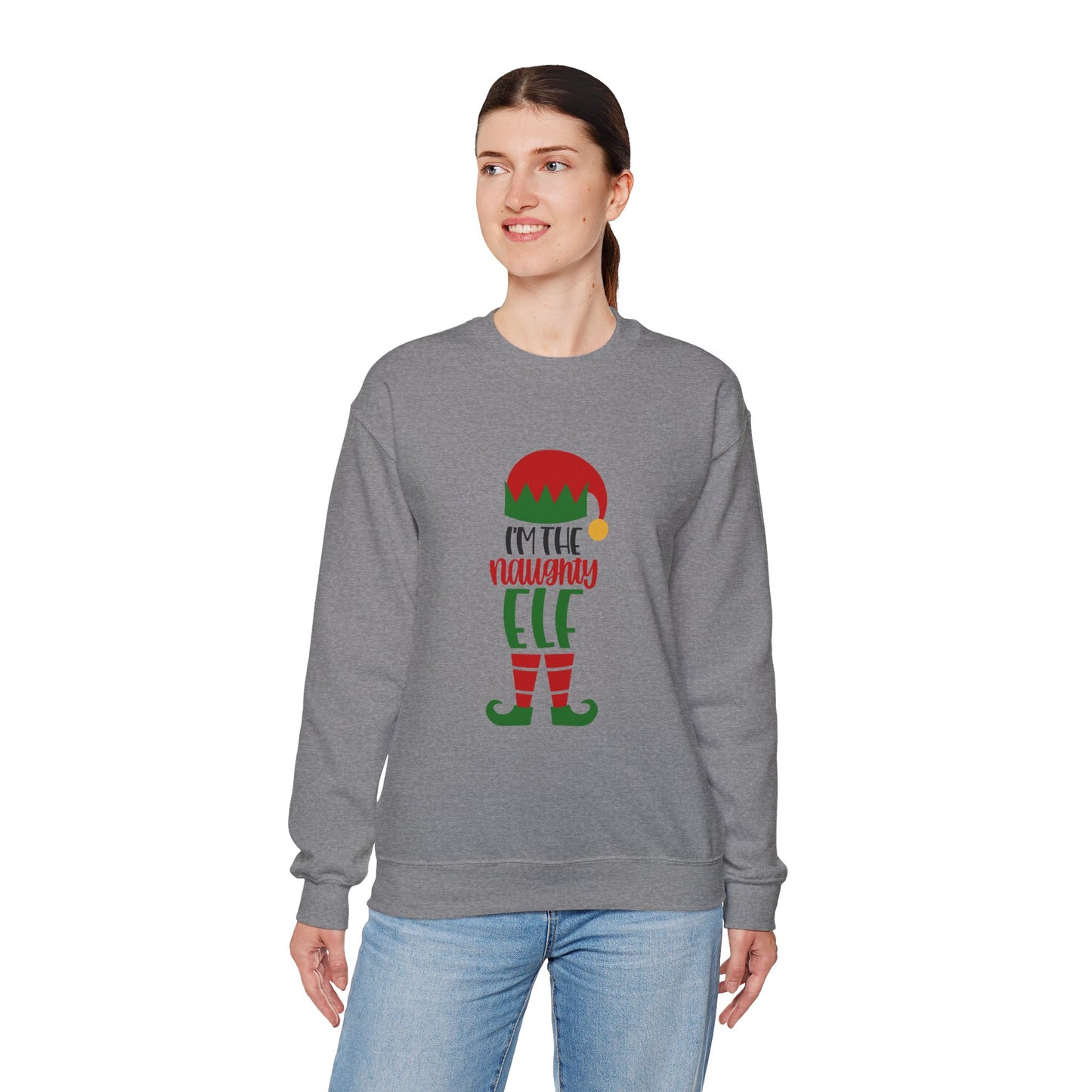 I'm the Naughty Elf Unisex Heavy Blend Crewneck Sweatshirt, Funny T-shirt, Christmas Shirt, Christmas Slogan Shirts, Christmas Sweater, Santa Shirt