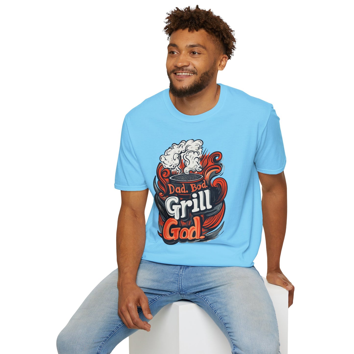 Dad, Bod Grill God T-Shirt | Father's Day Gift | Unisex Tee for Dads | Comfortable Casual Wear | Gift for Dad | Fire Theme