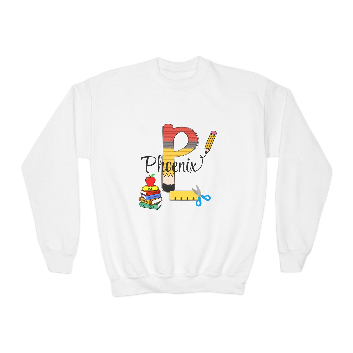 Custom name unisex alphabet sweatshirt for youth, toddlers & adults. Toddler and preschool gift, First Day Of School, fun shirt for youth