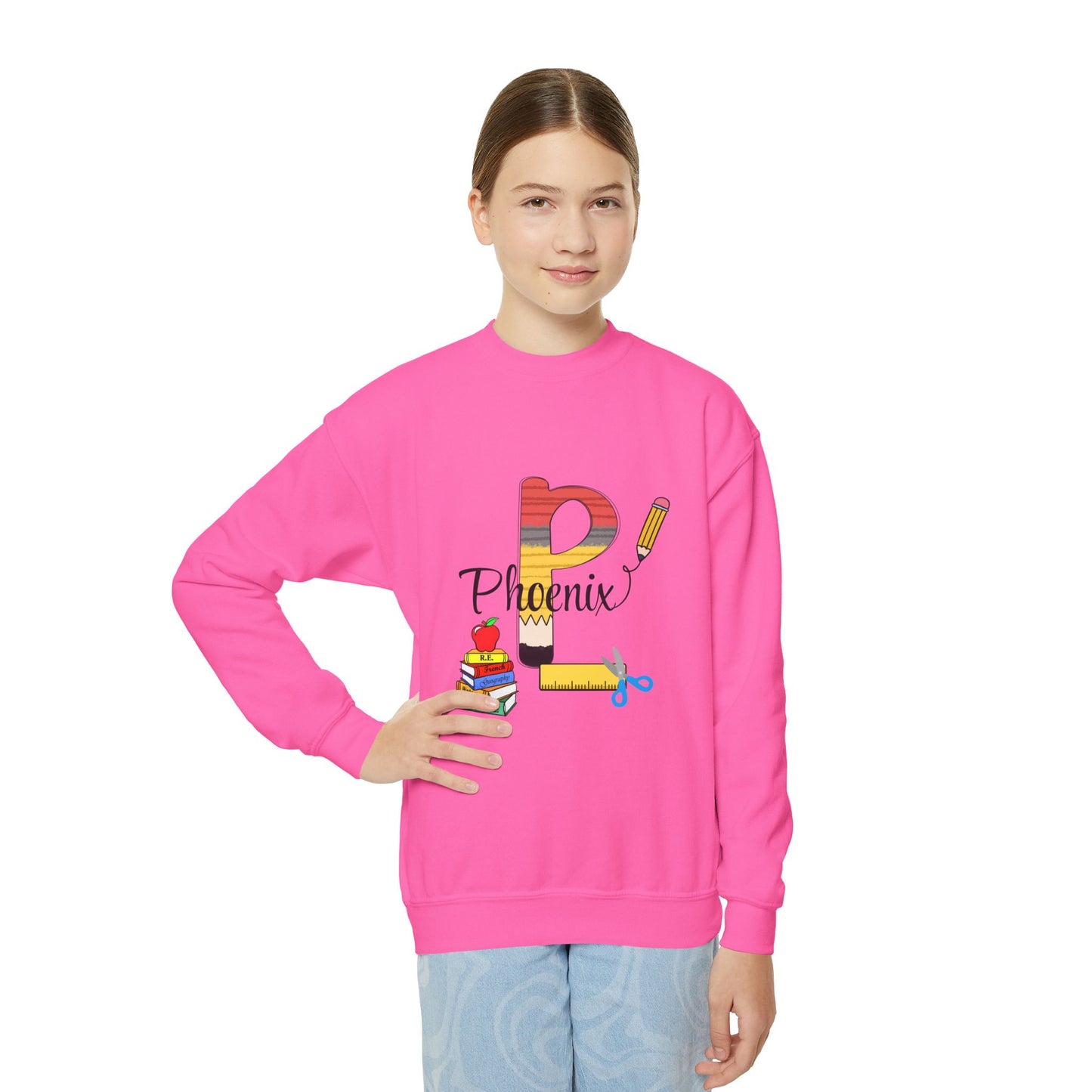 Custom name unisex alphabet sweatshirt for youth, toddlers & adults. Toddler and preschool gift, First Day Of School, fun shirt for youth