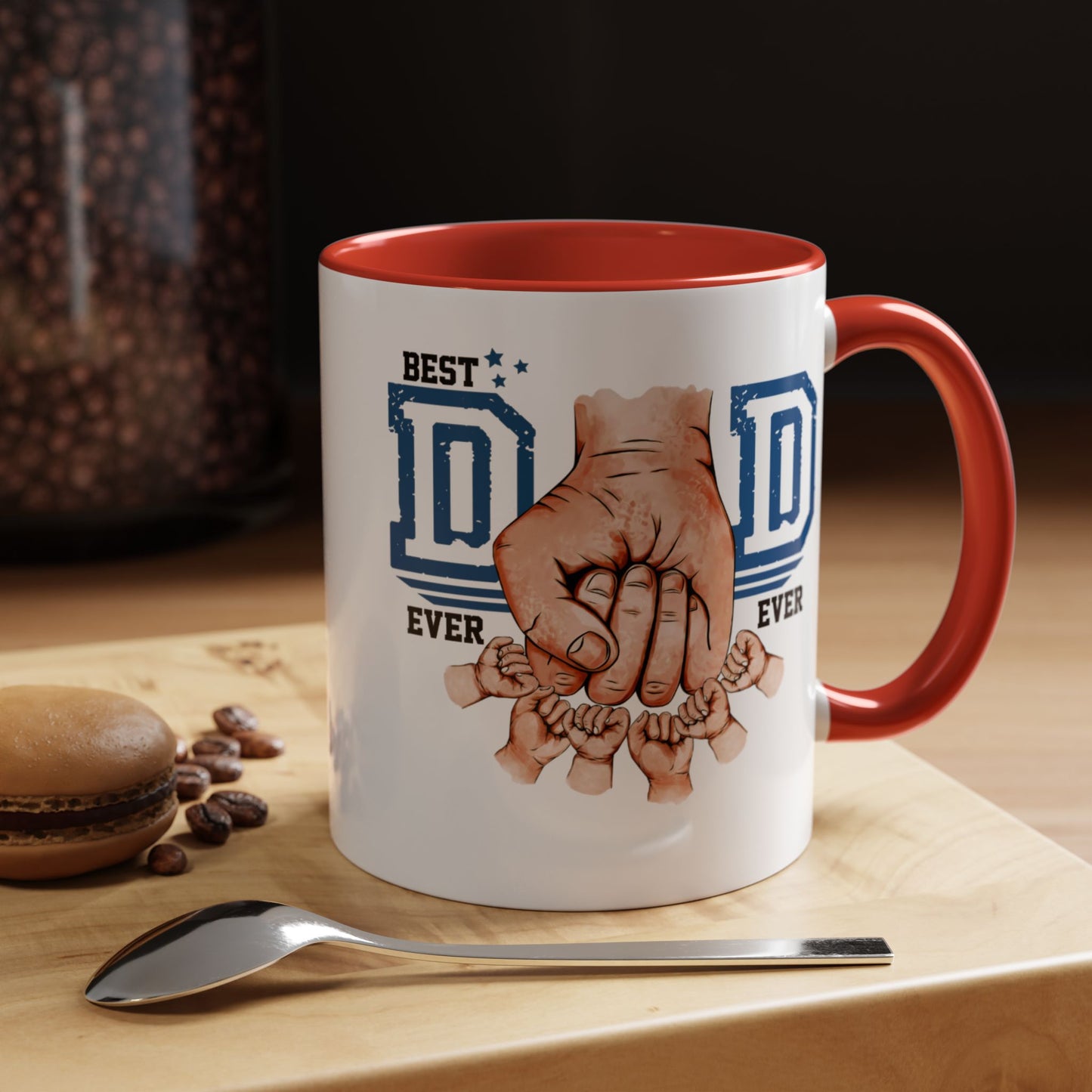 6 kids Personalized Accent Mug - Vibrant Color Contrast Coffee Mug for Coffee Lovers and Dads
