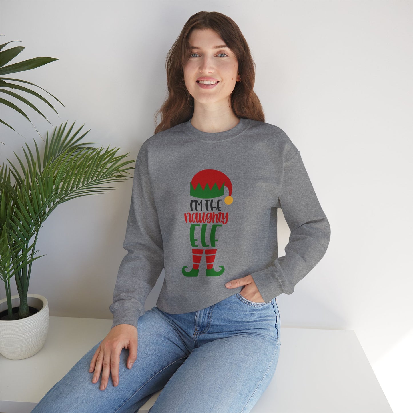 I'm the Naughty Elf Unisex Heavy Blend Crewneck Sweatshirt, Funny T-shirt, Christmas Shirt, Christmas Slogan Shirts, Christmas Sweater, Santa Shirt