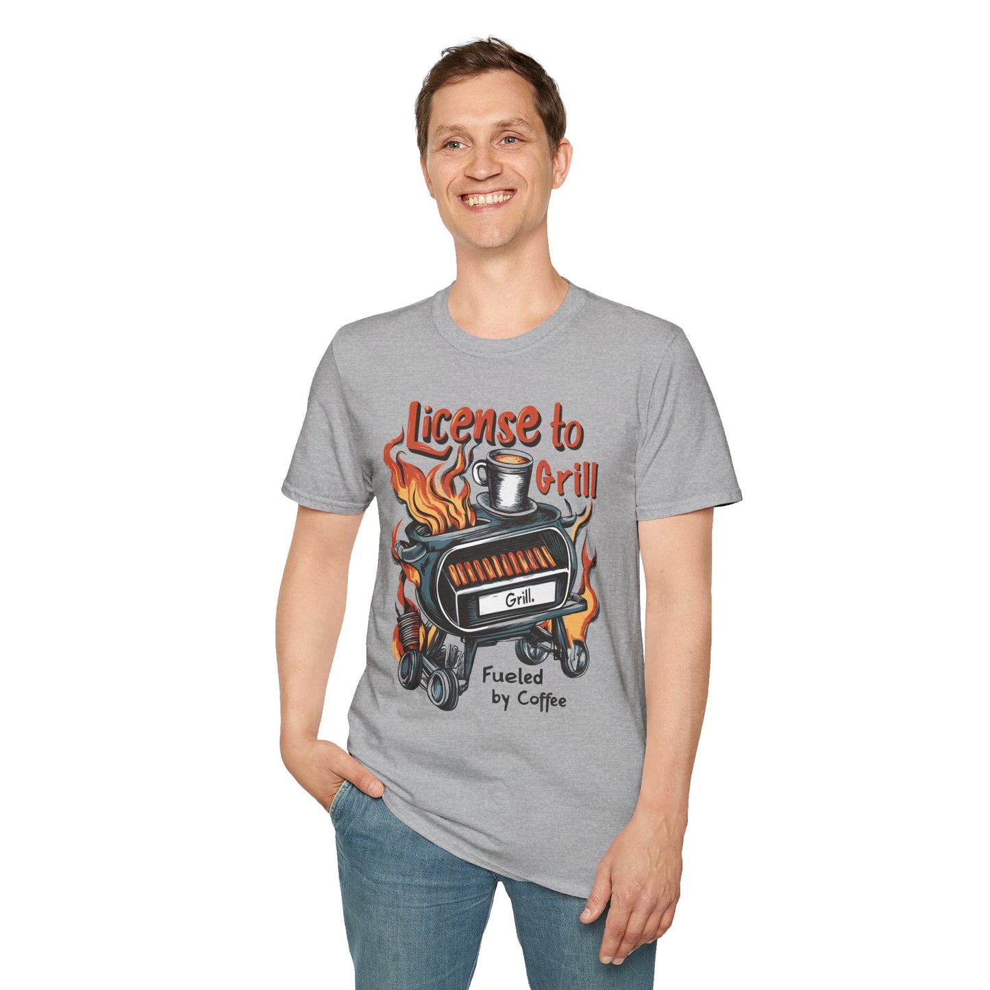 License to Grill T-Shirt | Father's Day Gift | Unisex Tee for Dads | Comfortable Casual Wear | Gift for Dad | Fire Theme
