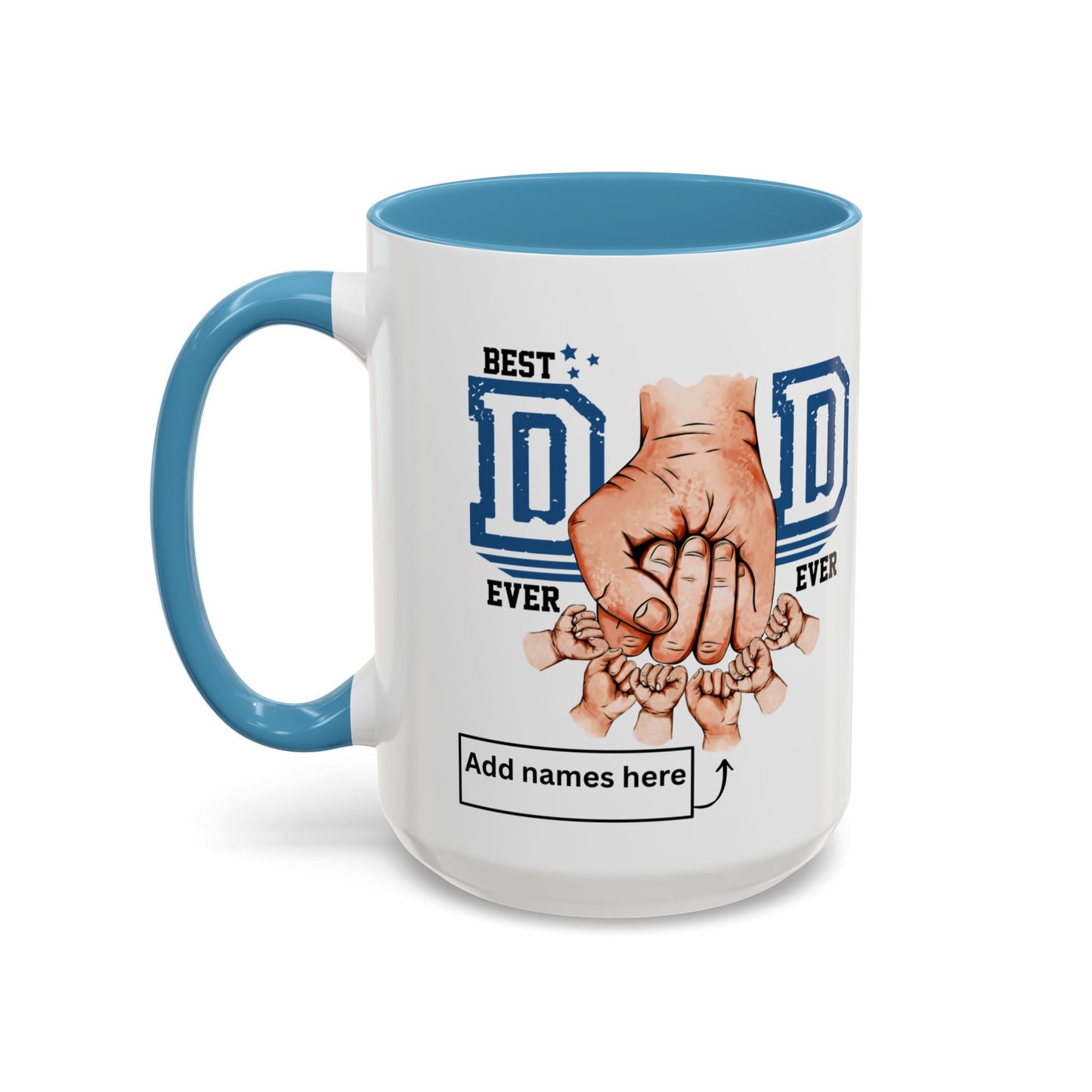 6 kids Personalized Accent Mug - Vibrant Color Contrast Coffee Mug for Coffee Lovers and Dads