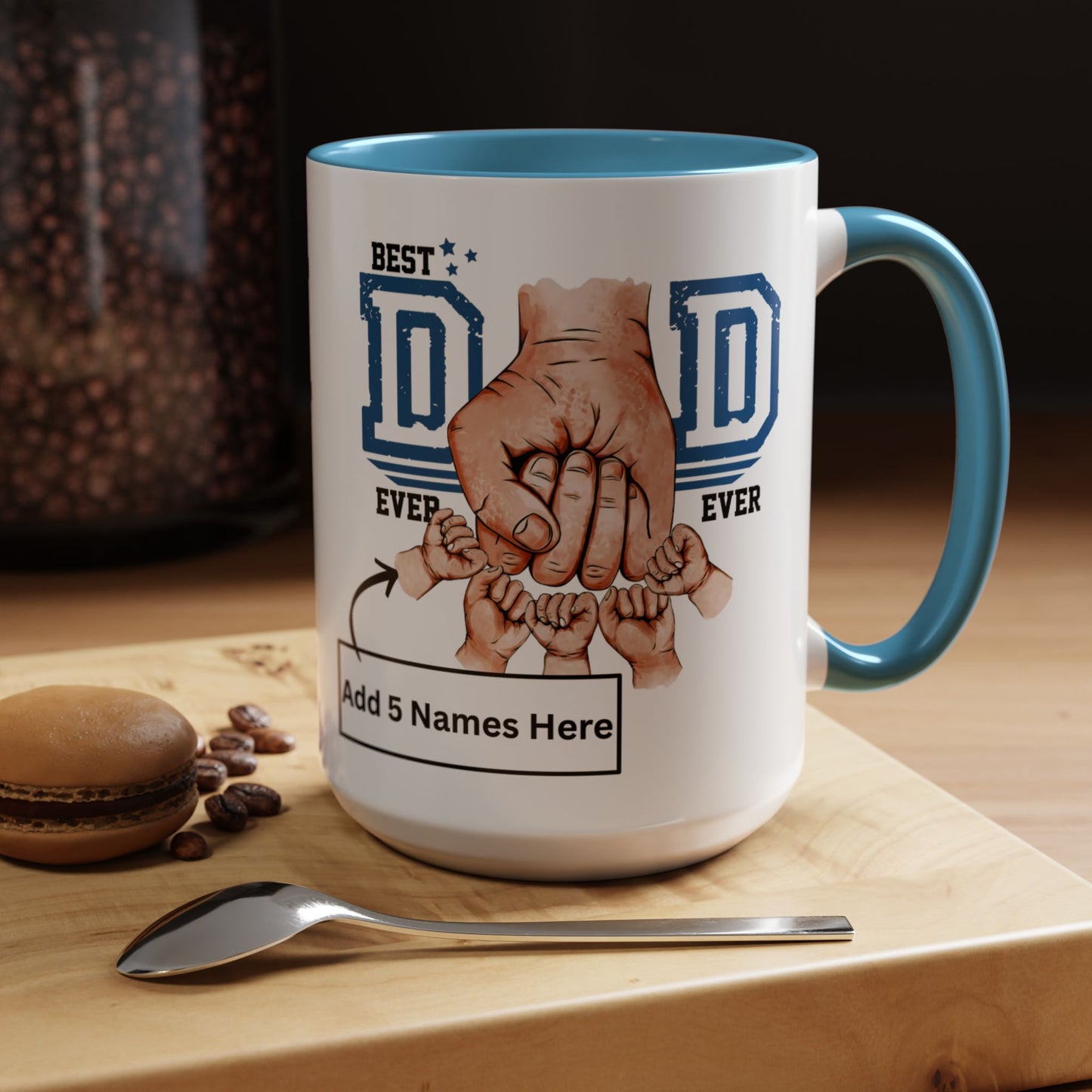 Best Dad Ever 5-kids Accent Coffee Mug | Father's Day Gift, Dad Mug, Coffee Lover Gift, Family Appreciation, Unique Drinking Cup