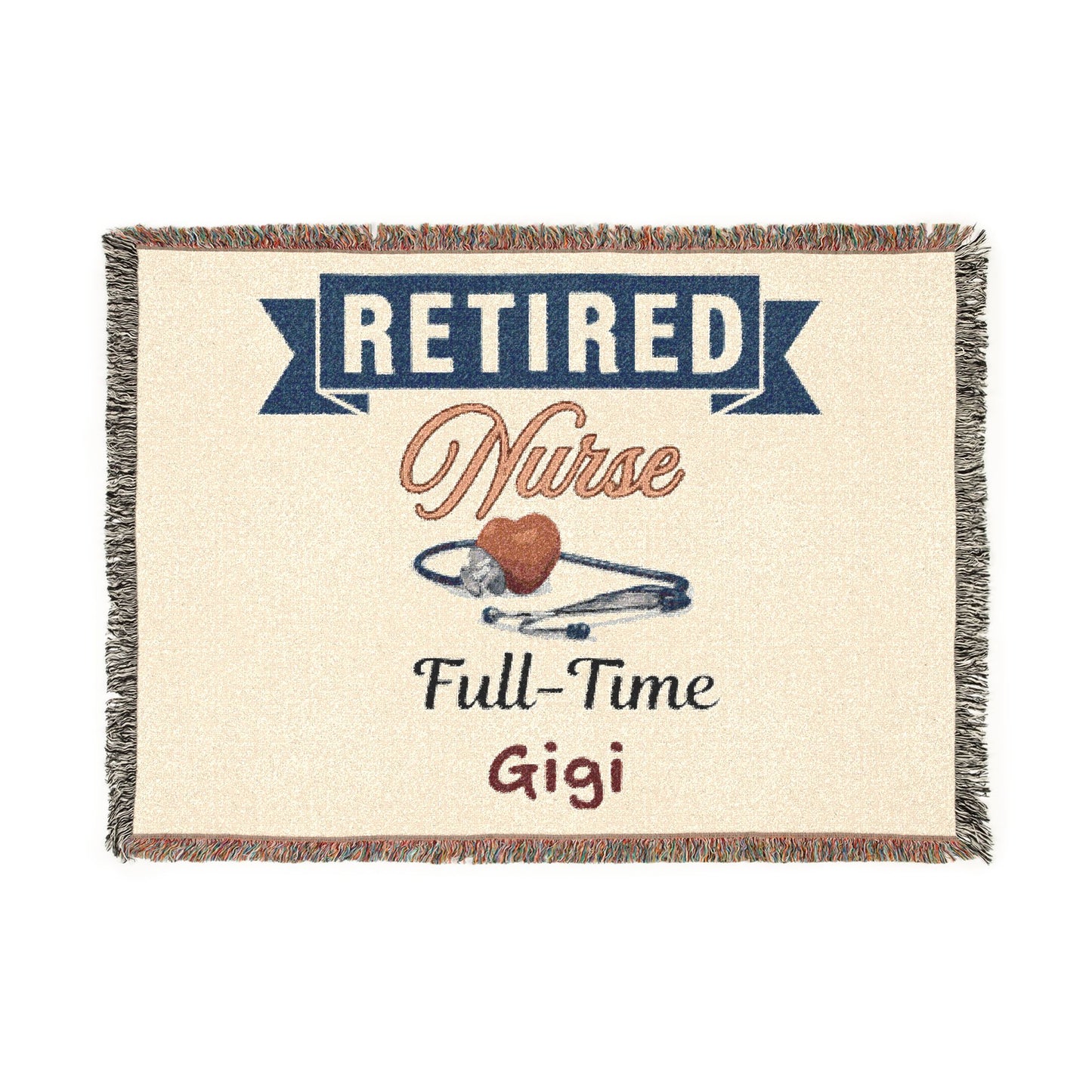 Personalized Retirement Blanket, Woven Cotton Throw, Coworker Gift, Officially Retired Banner