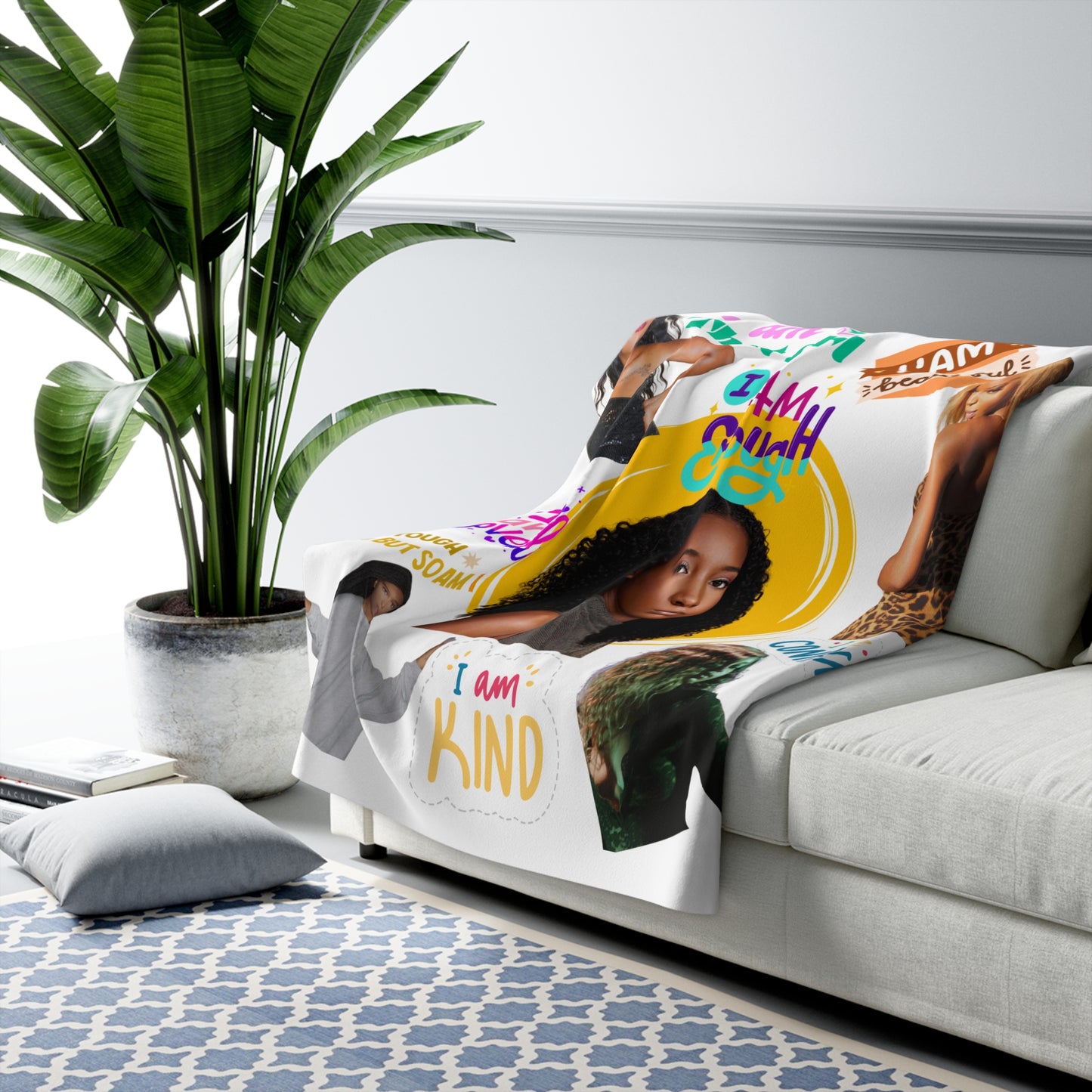 Affirmation Sherpa Blanket — "I Am" Empowerment Collage