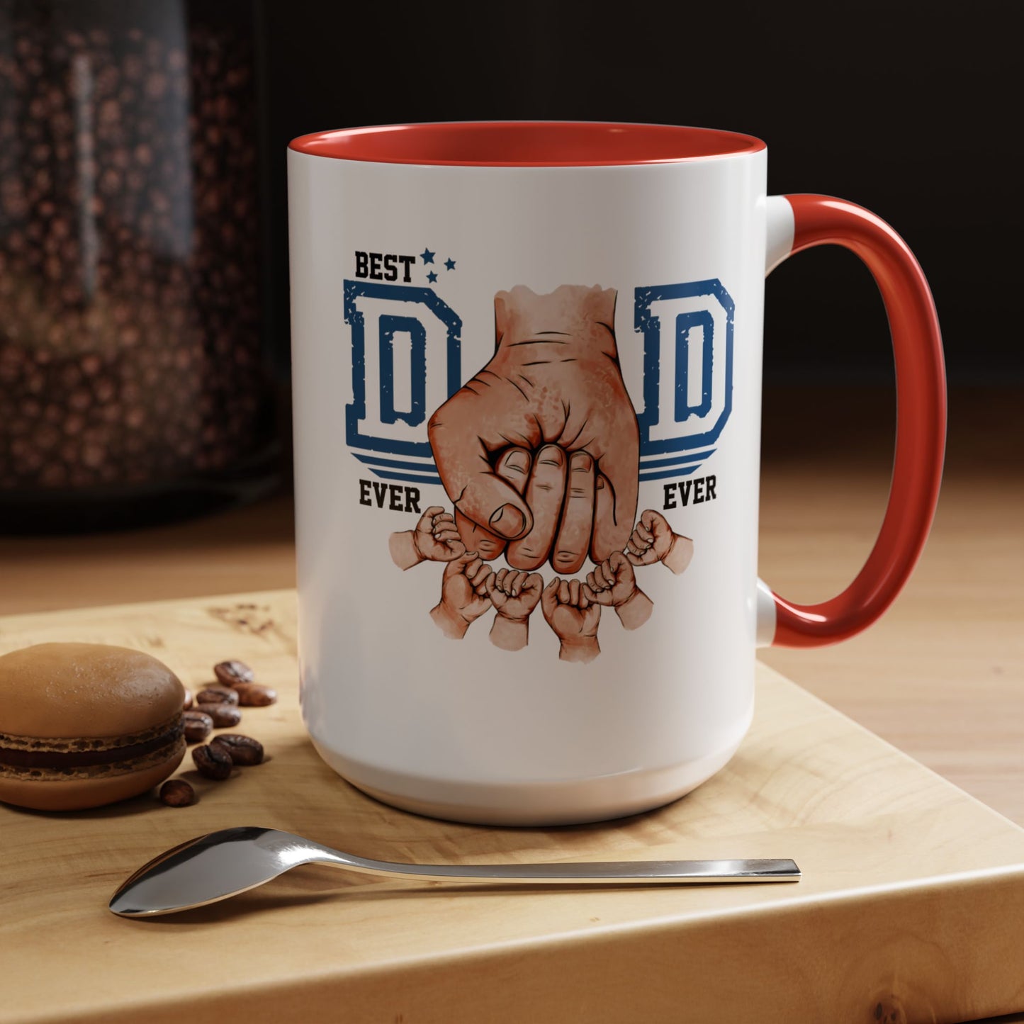 6 kids Personalized Accent Mug - Vibrant Color Contrast Coffee Mug for Coffee Lovers and Dads