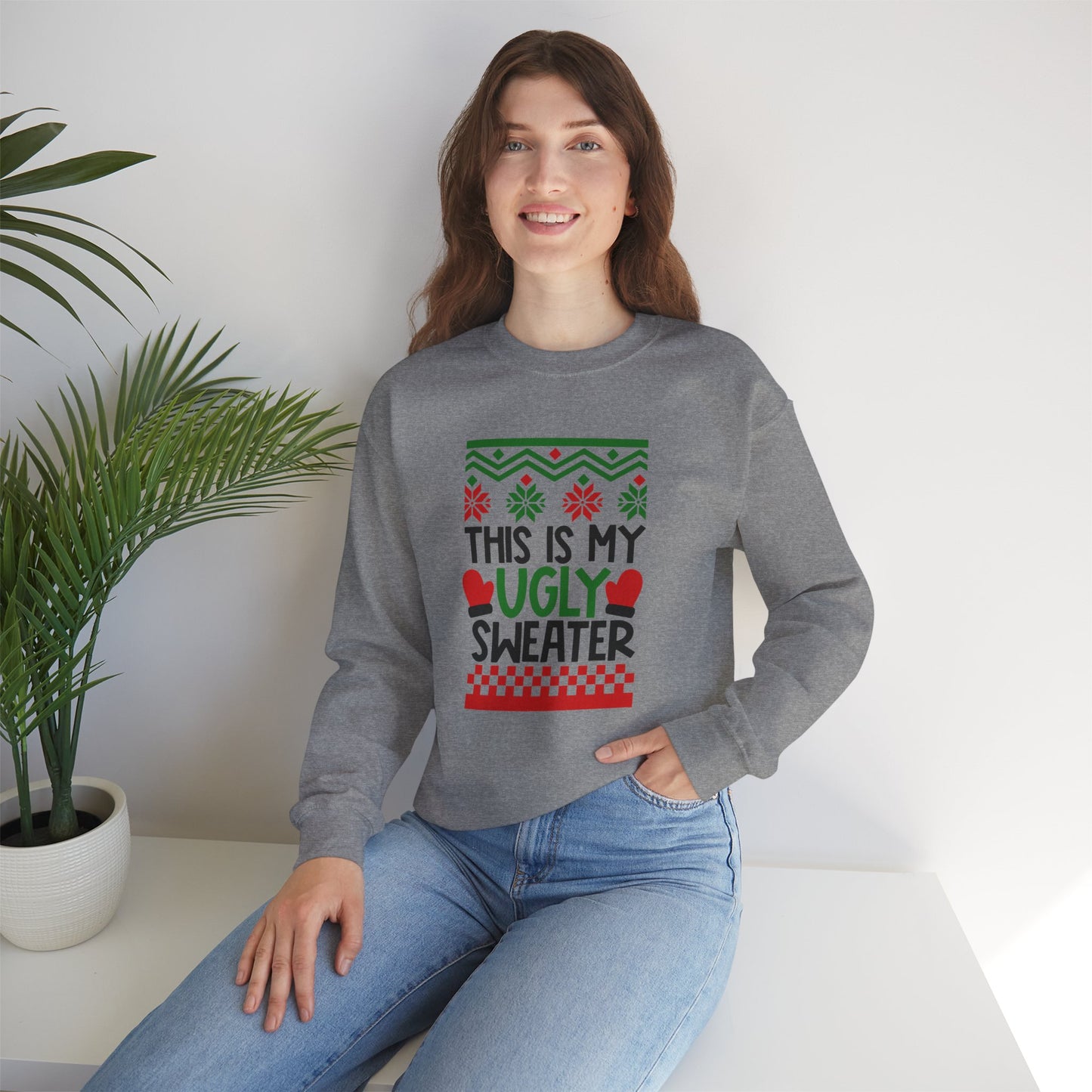 This Is My Ugly Sweater Unisex Heavy Blend Crewneck Sweatshirt, Funny T-shirt, Christmas Shirt, Christmas Slogan Shirts, Christmas Sweater, Santa Shirt