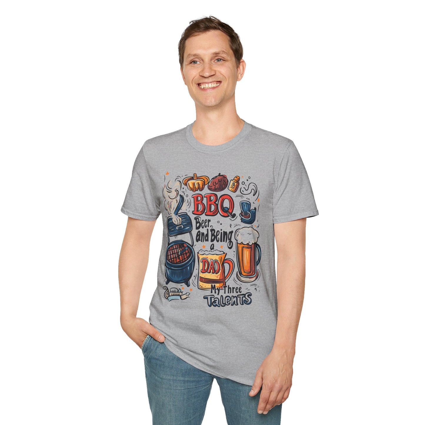 BBQ Beer and Being A Dad T-Shirt | Father's Day Gift | Unisex Tee for Dads | Comfortable Casual Wear | Gift for Dad | Fire Theme