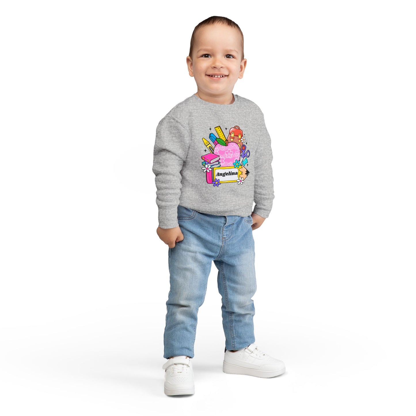 Custom name unisex alphabet sweatshirt for youth, toddlers & adults. Toddler and preschool gift, First Day Of School, fun shirt for youth