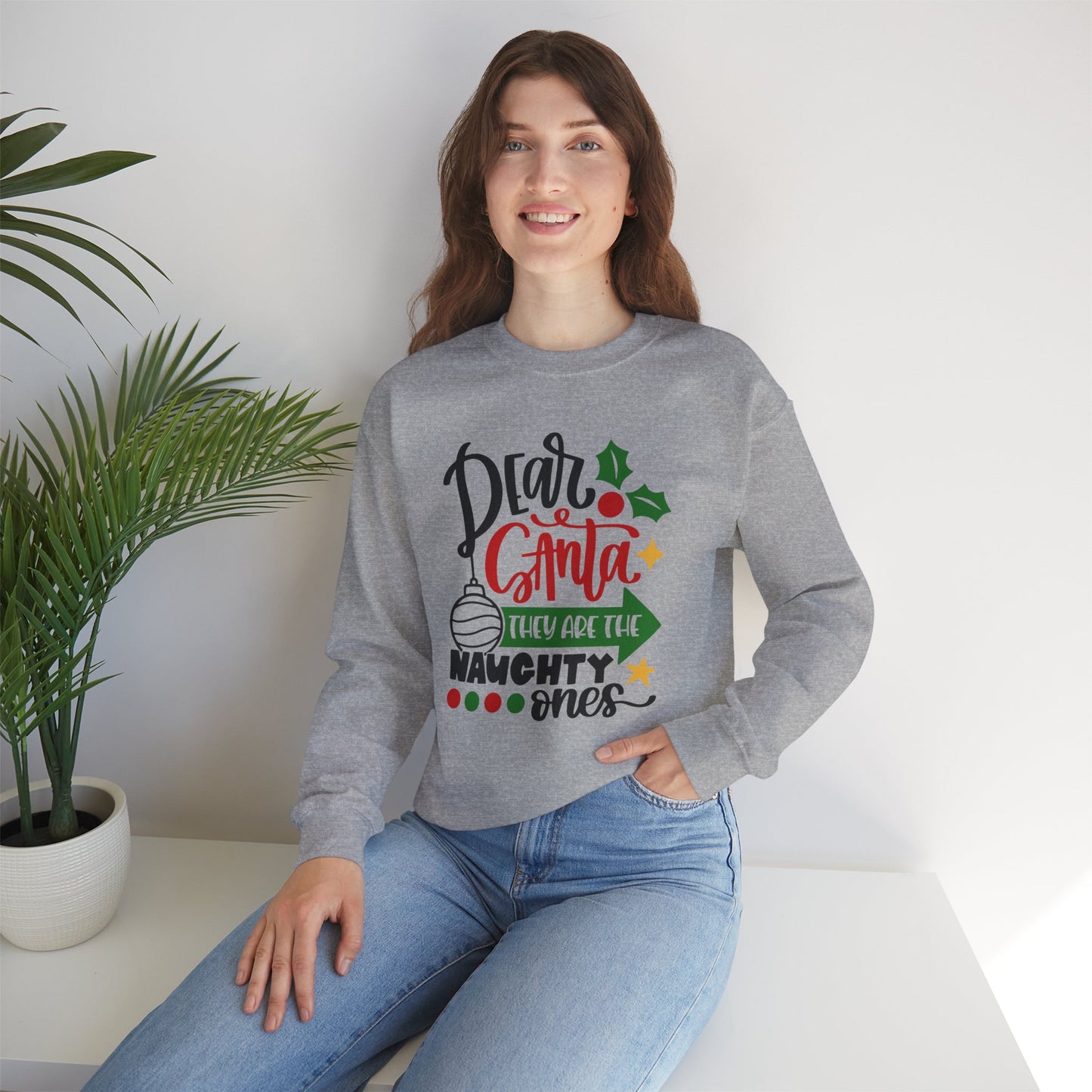 Dear Santa They Are the Naughty Ones Unisex Heavy Blend Crewneck Sweatshirt, Funny T-shirt, Christmas Shirt, Christmas Slogan Shirts, Christmas Sweater, Santa Shirt