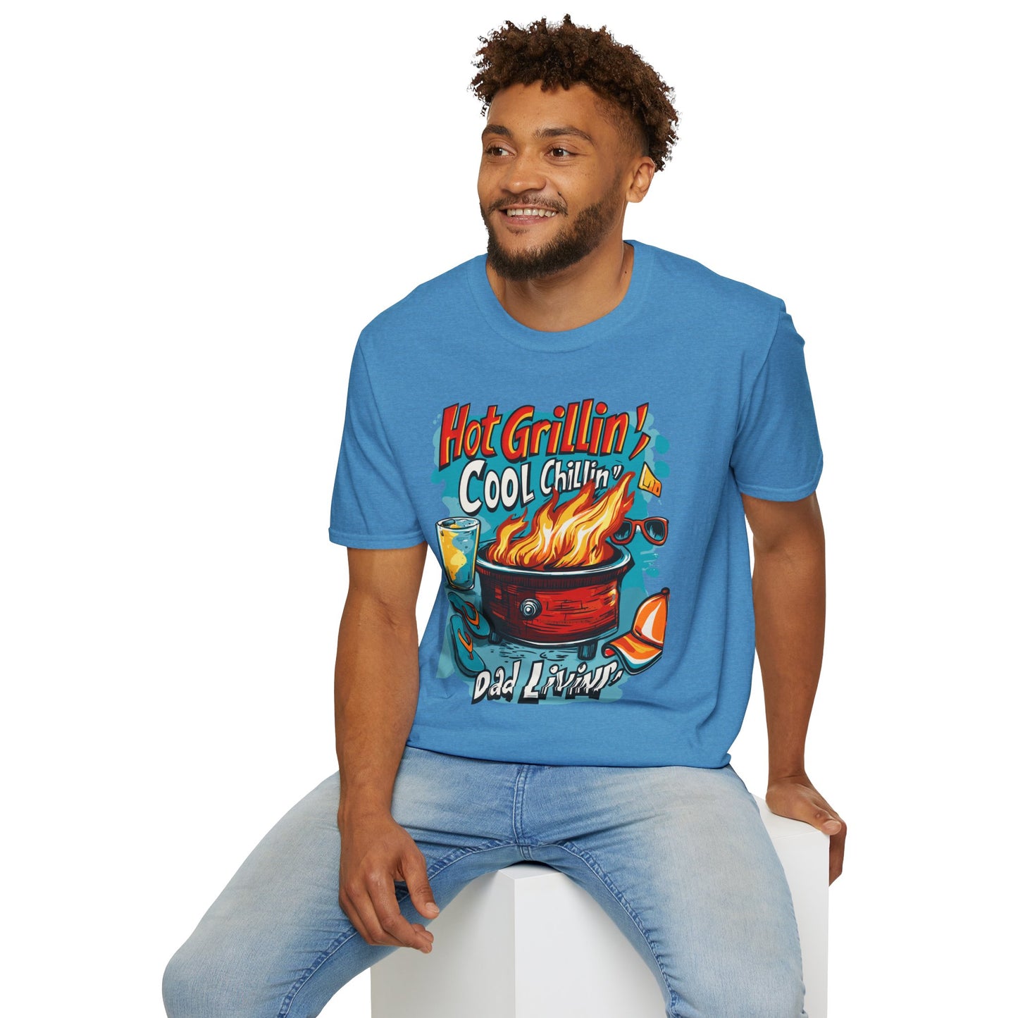 Hot Grillin Cool Chillin Cool Dad T-Shirt | Father's Day Gift | Unisex Tee for Dads | Comfortable Casual Wear | Gift for Dad | Fire Theme