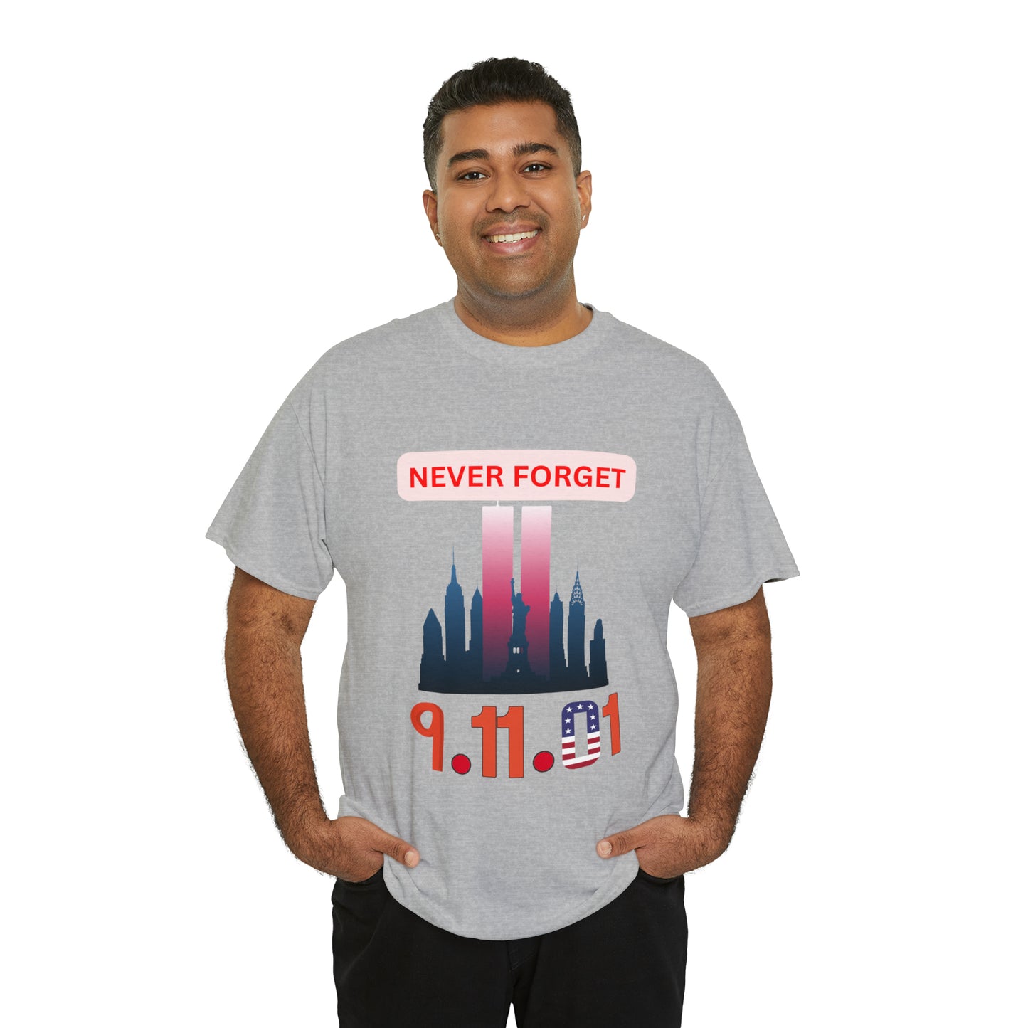 Unisex Heavy Cotton Tee- Never Forget 9/11/01