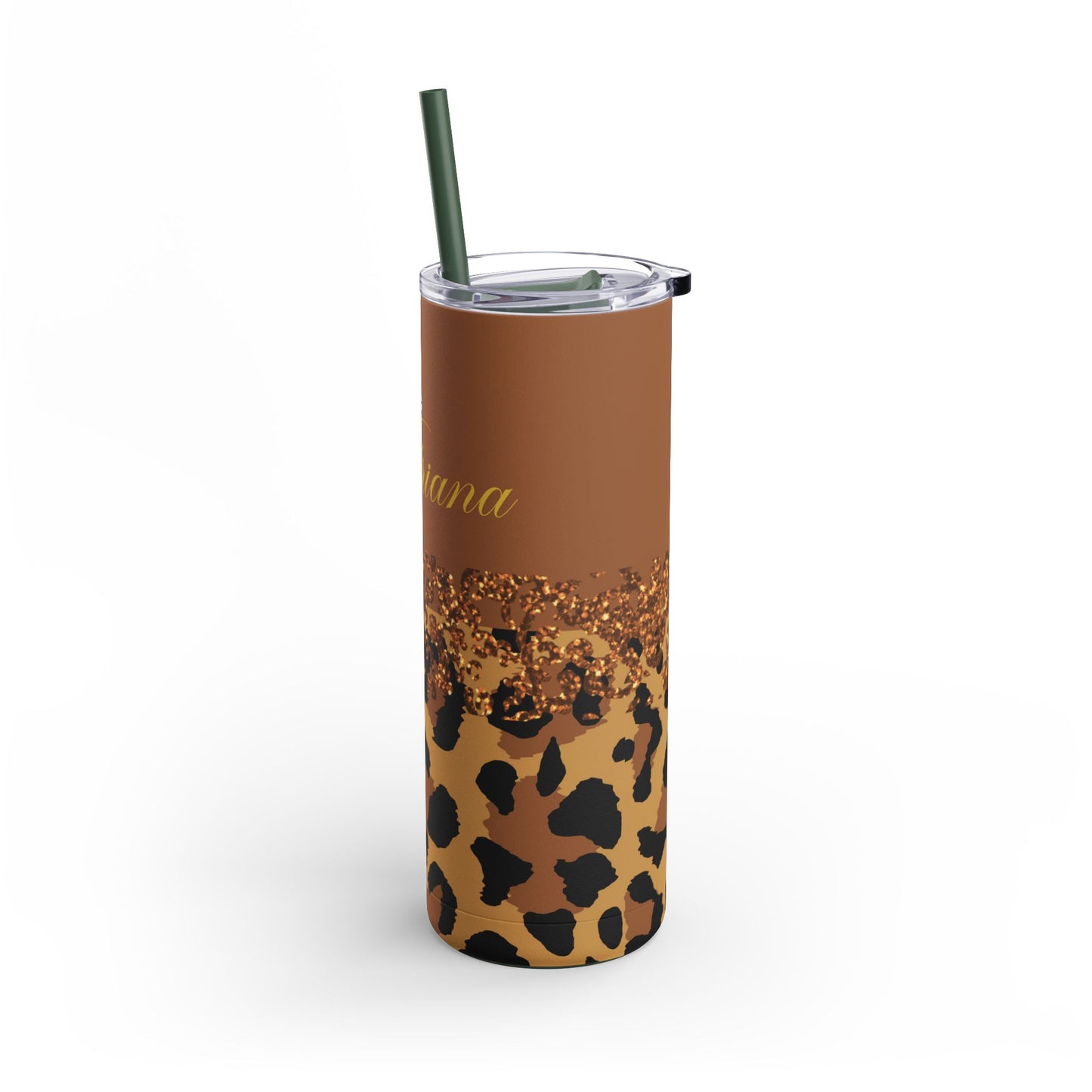 Personalized Leopard Tumbler,  20 oz Tumblers, Animal print gift, Gift for her, custom name, Skinny Matte Tumbler, 20oz