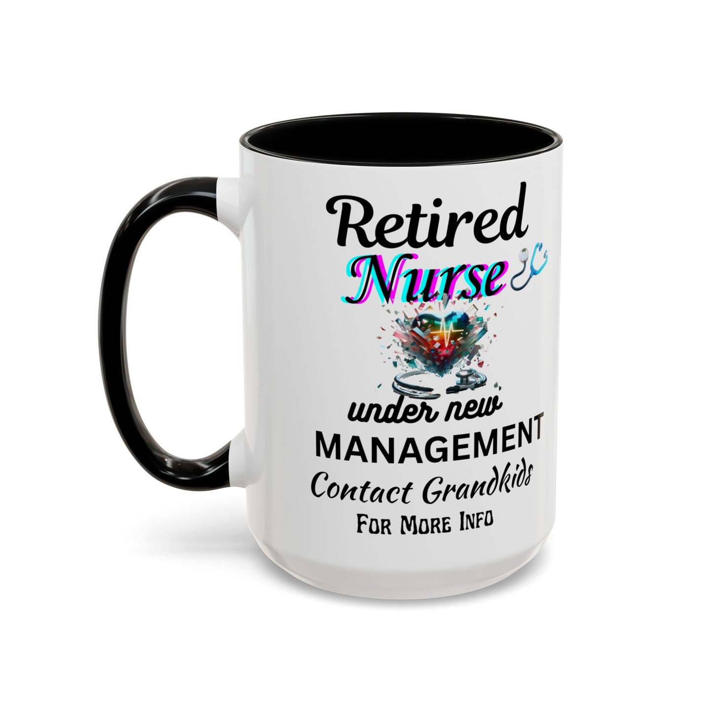 Retired Nurse Coffee Mug, Fun Gift for Retirement, Personalized Mug for Nurses, Coffee Cup for Grandkids Contact, Perfect for Holidays