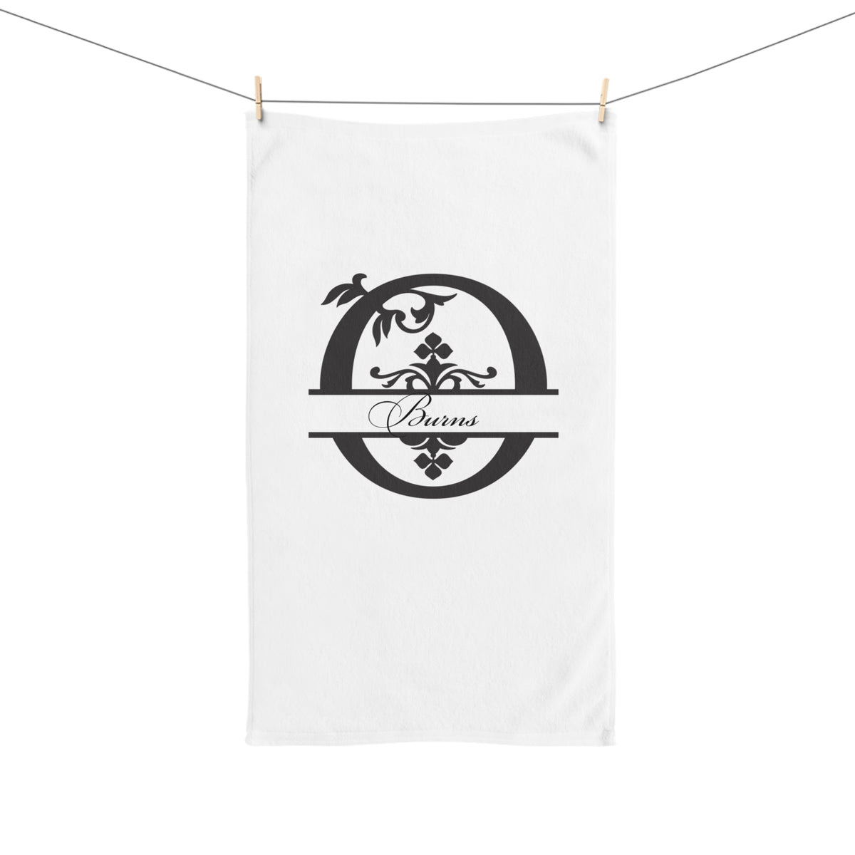 Hand Towel with Elegant Vintage “Vernis” Floral Monogram Design