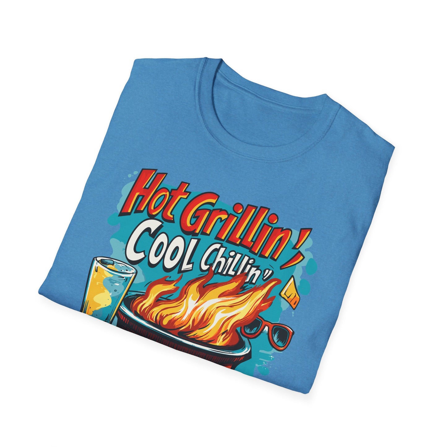 Hot Grillin Cool Chillin Cool Dad T-Shirt | Father's Day Gift | Unisex Tee for Dads | Comfortable Casual Wear | Gift for Dad | Fire Theme