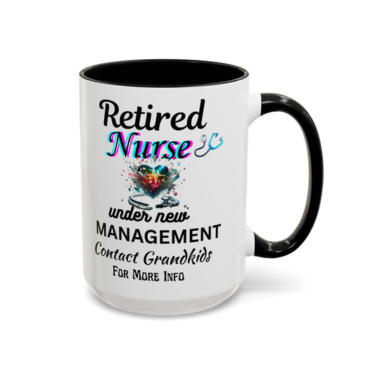 Retired Nurse Coffee Mug, Fun Gift for Retirement, Personalized Mug for Nurses, Coffee Cup for Grandkids Contact, Perfect for Holidays