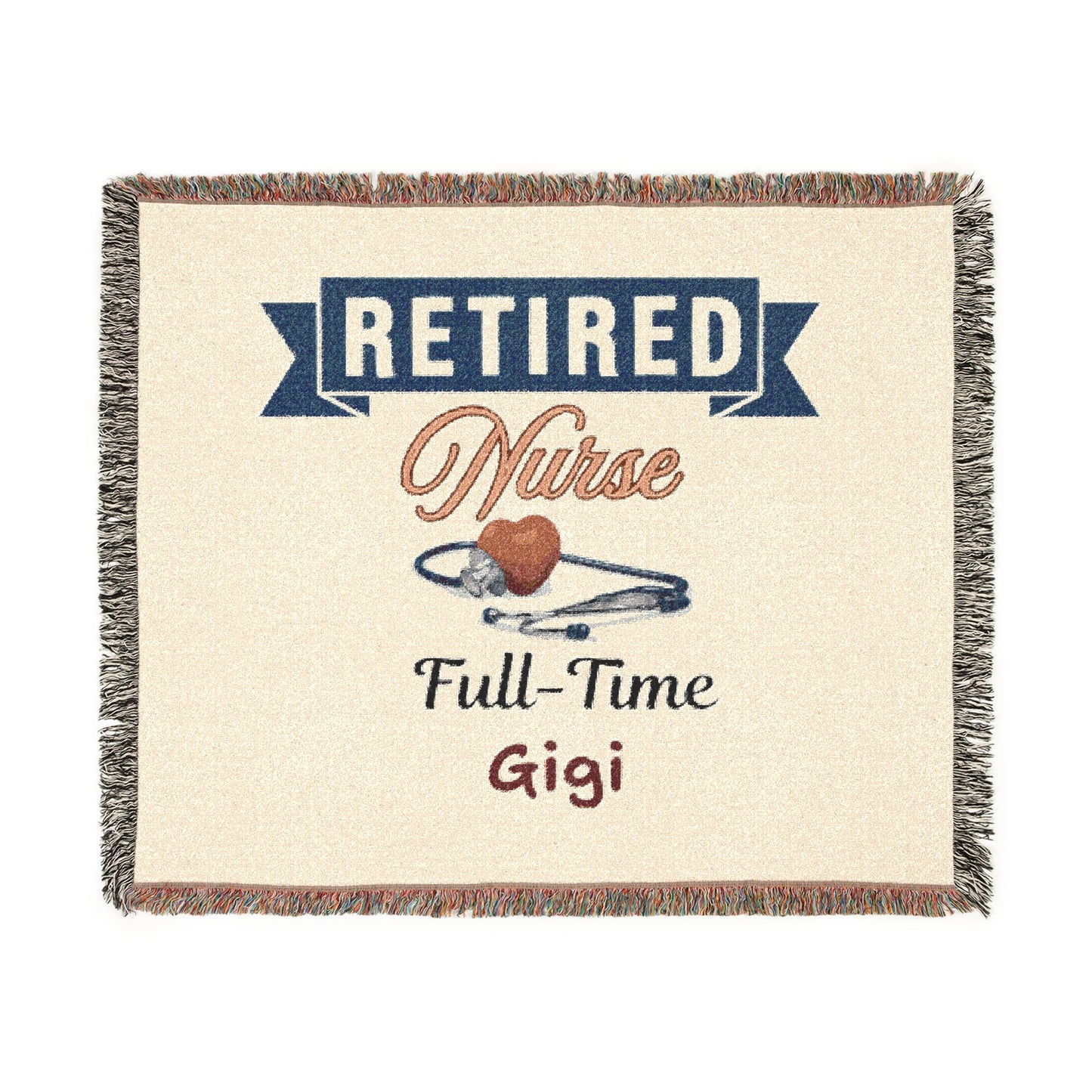 Personalized Retirement Blanket, Woven Cotton Throw, Coworker Gift, Officially Retired Banner