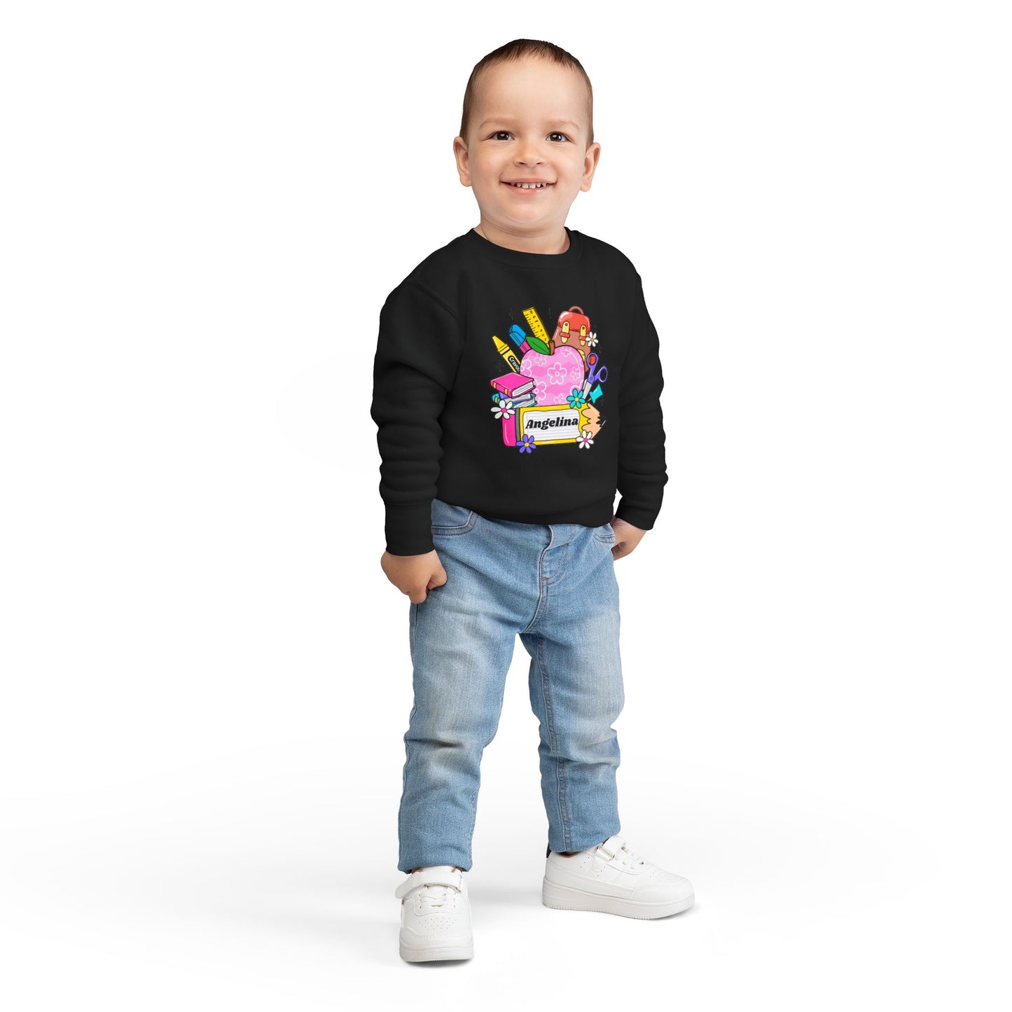 Custom name unisex alphabet sweatshirt for youth, toddlers & adults. Toddler and preschool gift, First Day Of School, fun shirt for youth