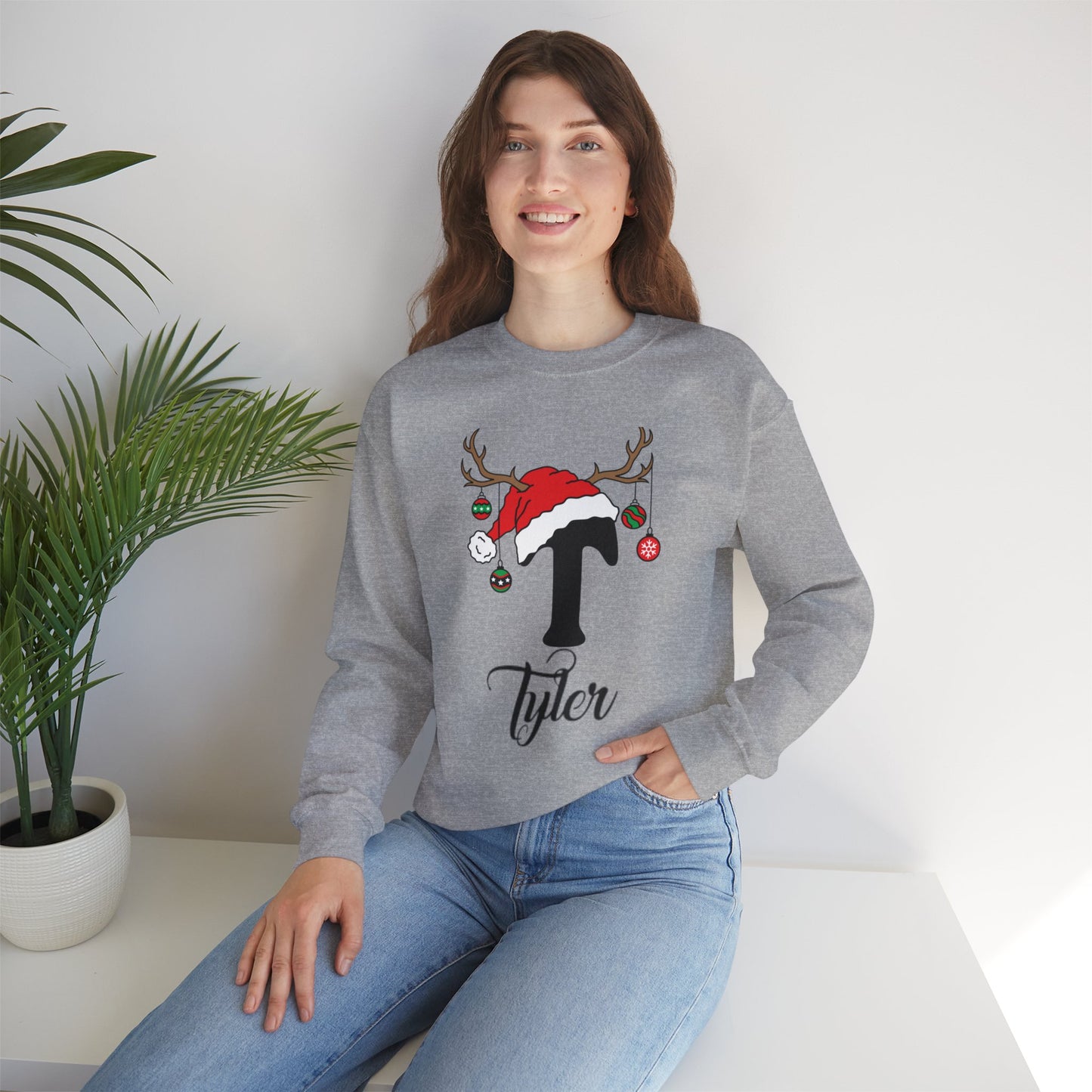 Custom Christmas Alphabet Matching Family Sweatshirt, Personalized Xmas Sweater Christmas Alphabet Gifts Family Reunion Christmas Sweatshirt