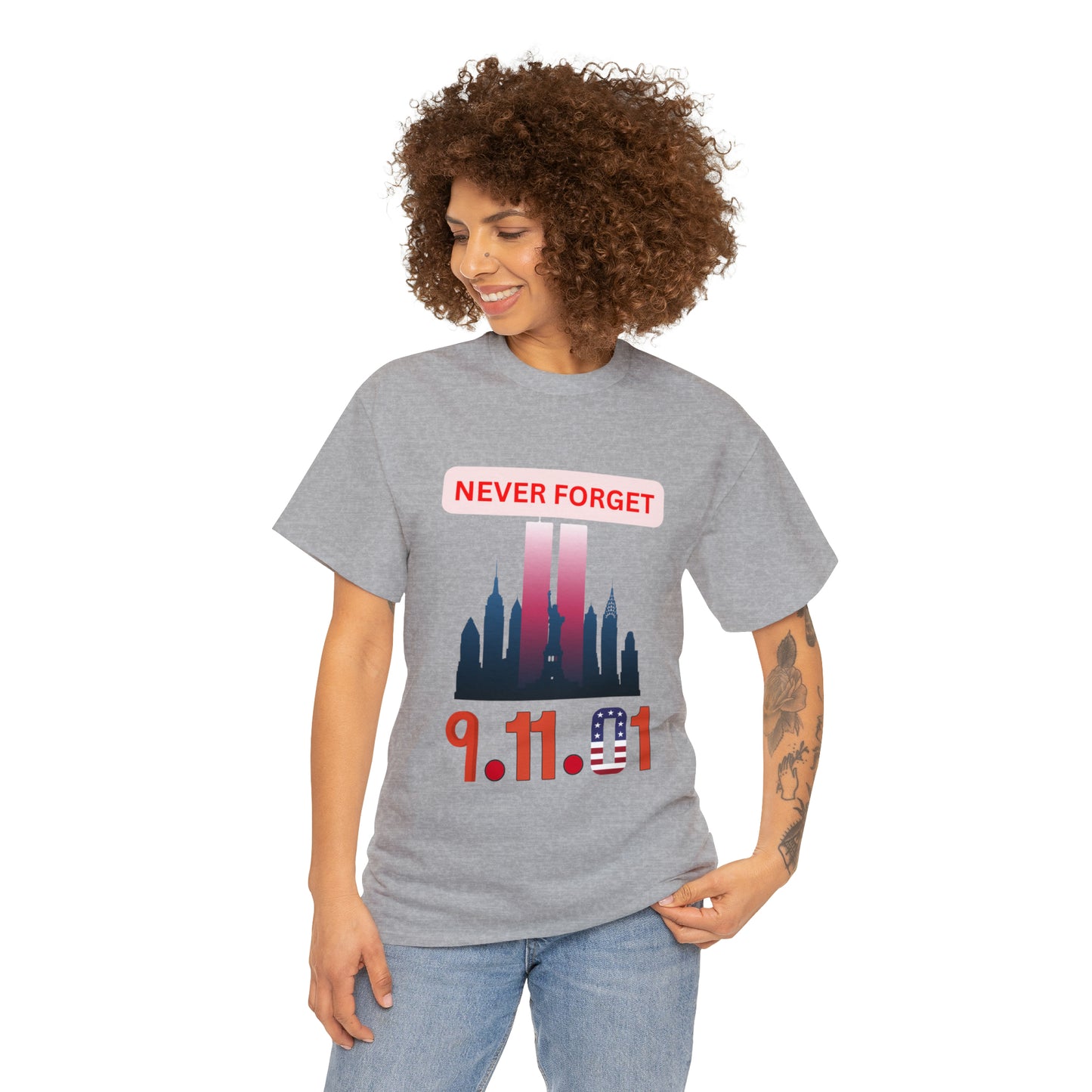 Unisex Heavy Cotton Tee- Never Forget 9/11/01