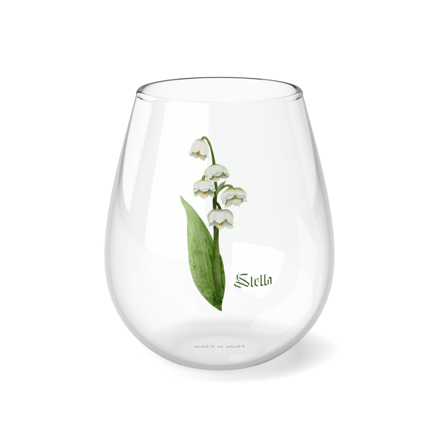 May PERSONALIZED Birth Flower Wine Glass, Birth Flower Gifts, Birth Flower wine glass, Birth Flower Gifts for Women, Gift for coworker, sister gift, birthday gift, Valentine gift, Stemless Wine Glass, 11.75oz