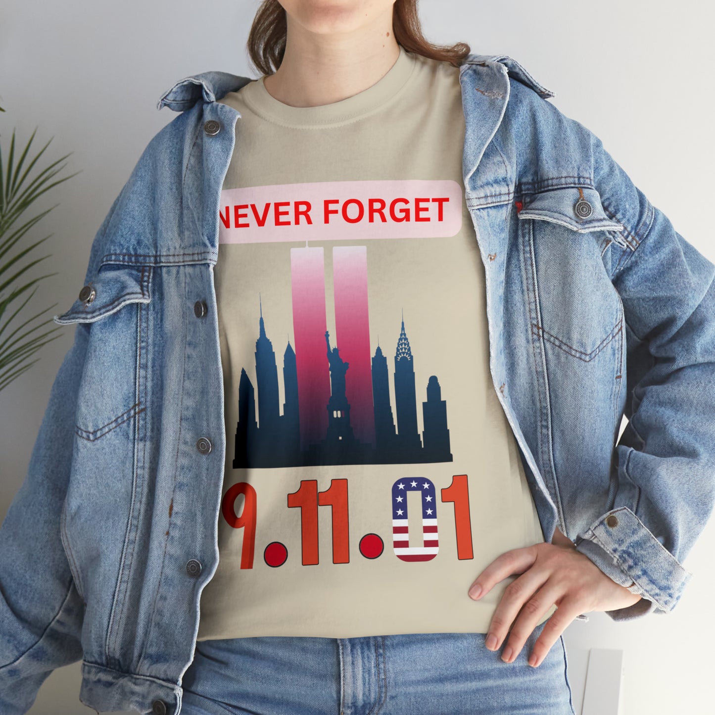 Unisex Heavy Cotton Tee- Never Forget 9/11