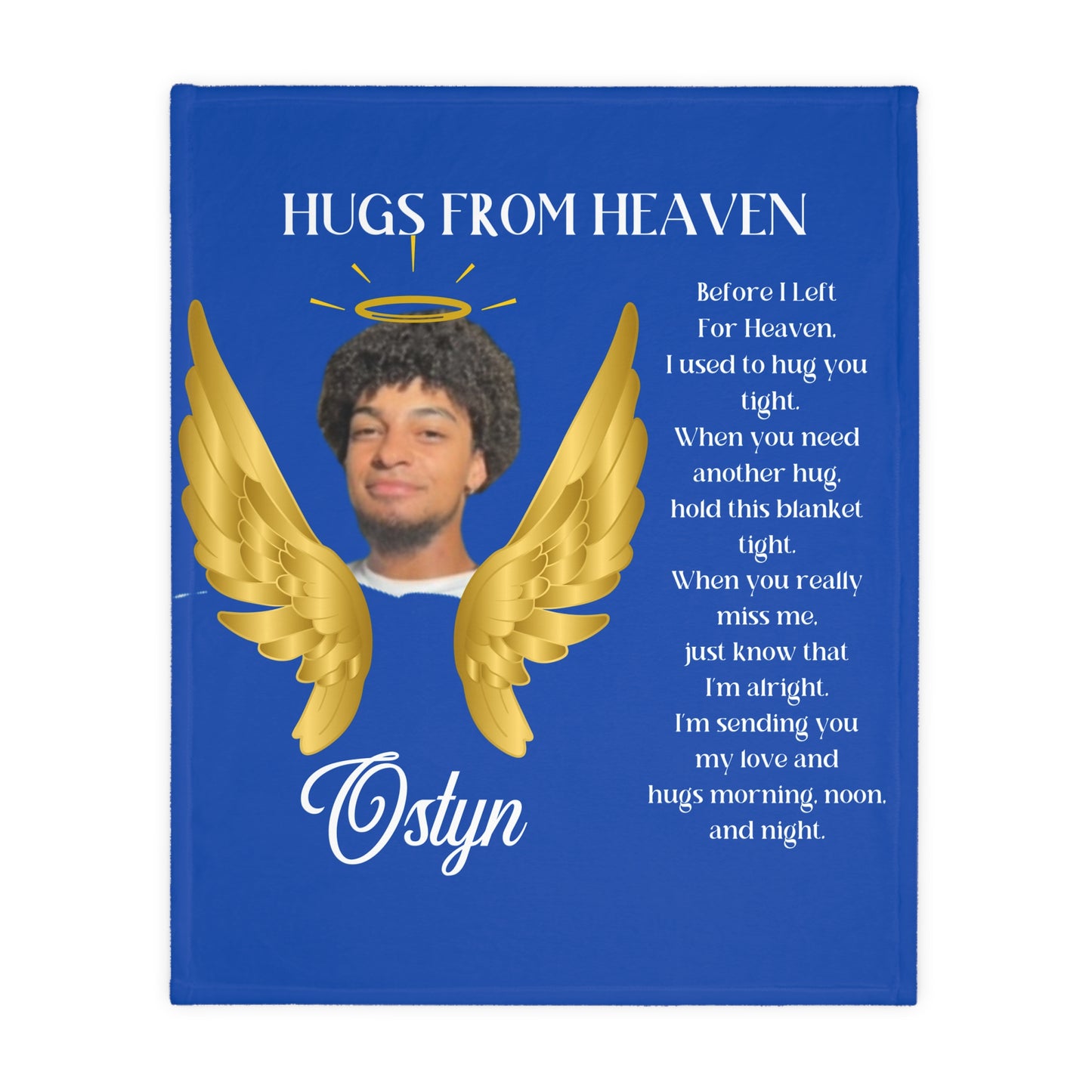 Ostyn Hugs from Heaven Velveteen Microfiber Blanket (Two-sided print)