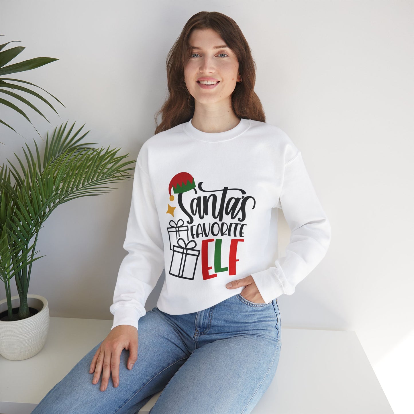 Santa's Favorite Elf Crewneck Sweatshirt, Funny Sweatshirt, Elf Christmas Shirt, Cute Sweatshirt, Christmas Slogan Shirts, Christmas Sweater