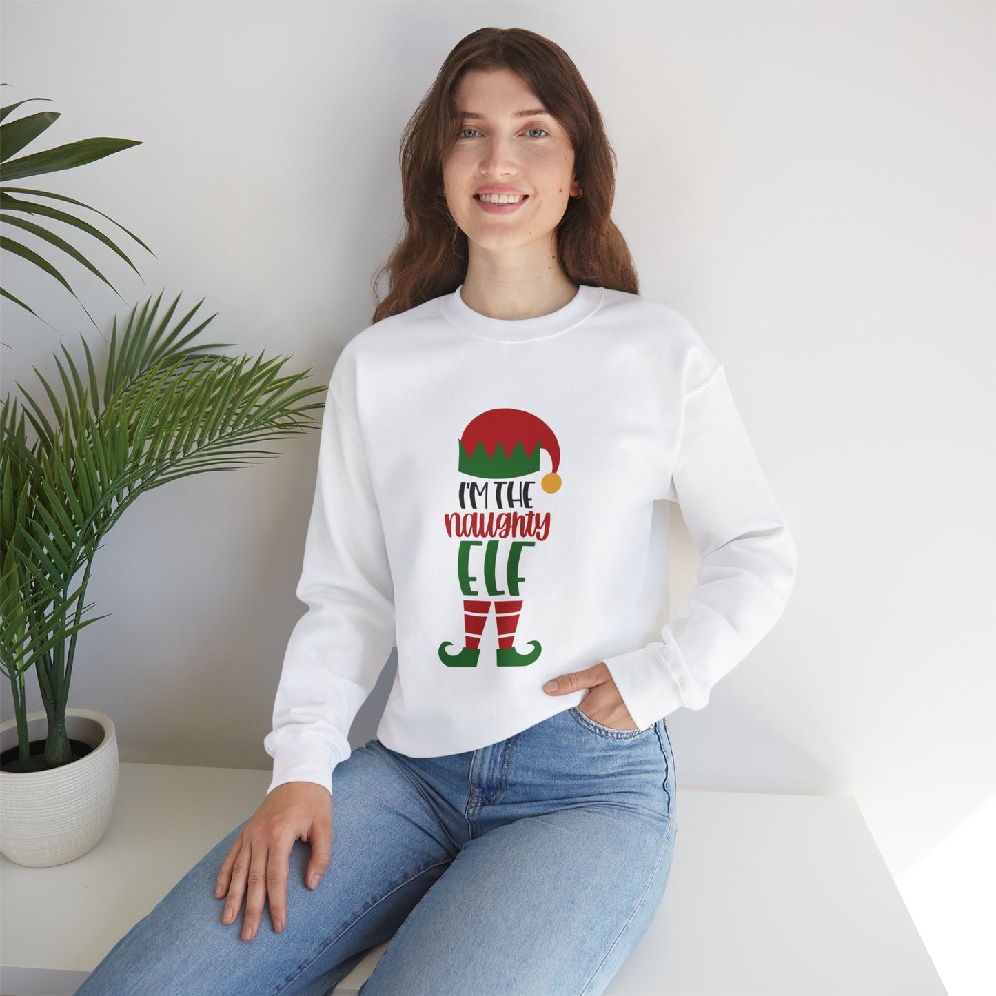 I'm the Naughty Elf Unisex Heavy Blend Crewneck Sweatshirt, Funny T-shirt, Christmas Shirt, Christmas Slogan Shirts, Christmas Sweater, Santa Shirt