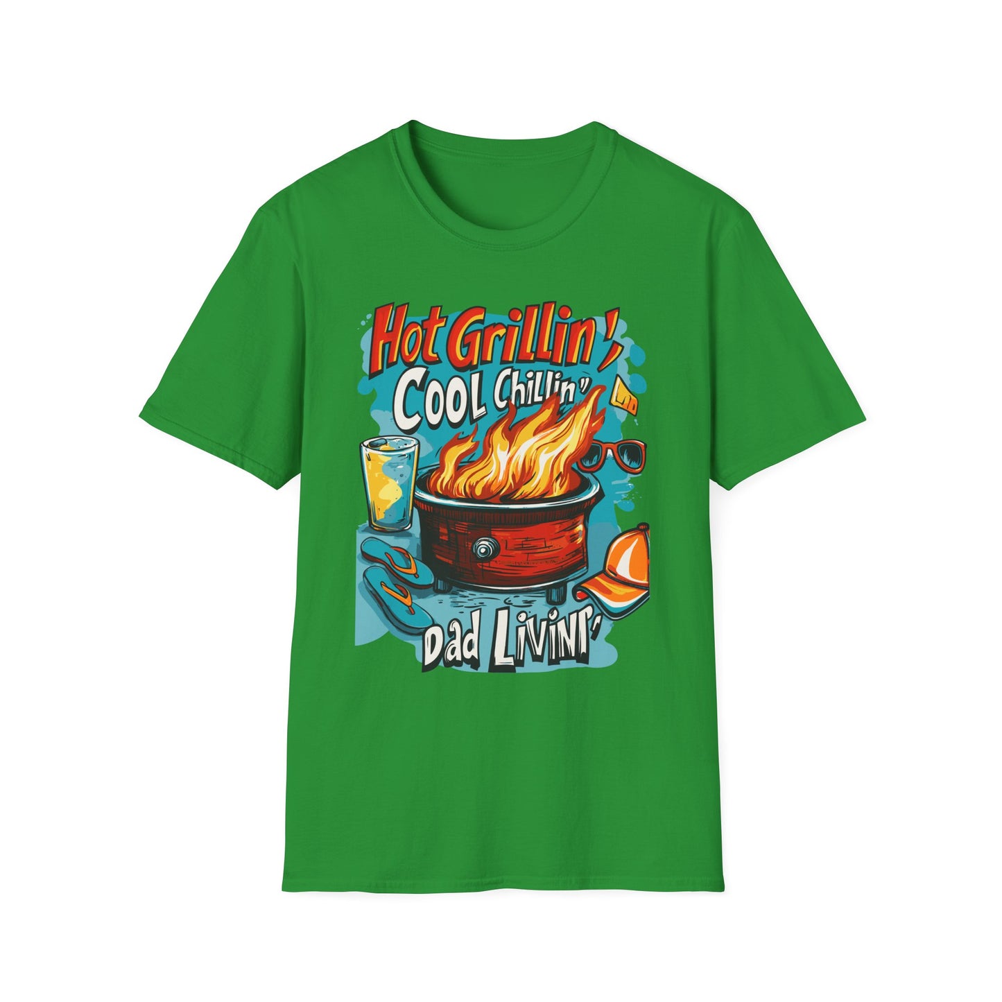 Hot Grillin Cool Chillin Cool Dad T-Shirt | Father's Day Gift | Unisex Tee for Dads | Comfortable Casual Wear | Gift for Dad | Fire Theme