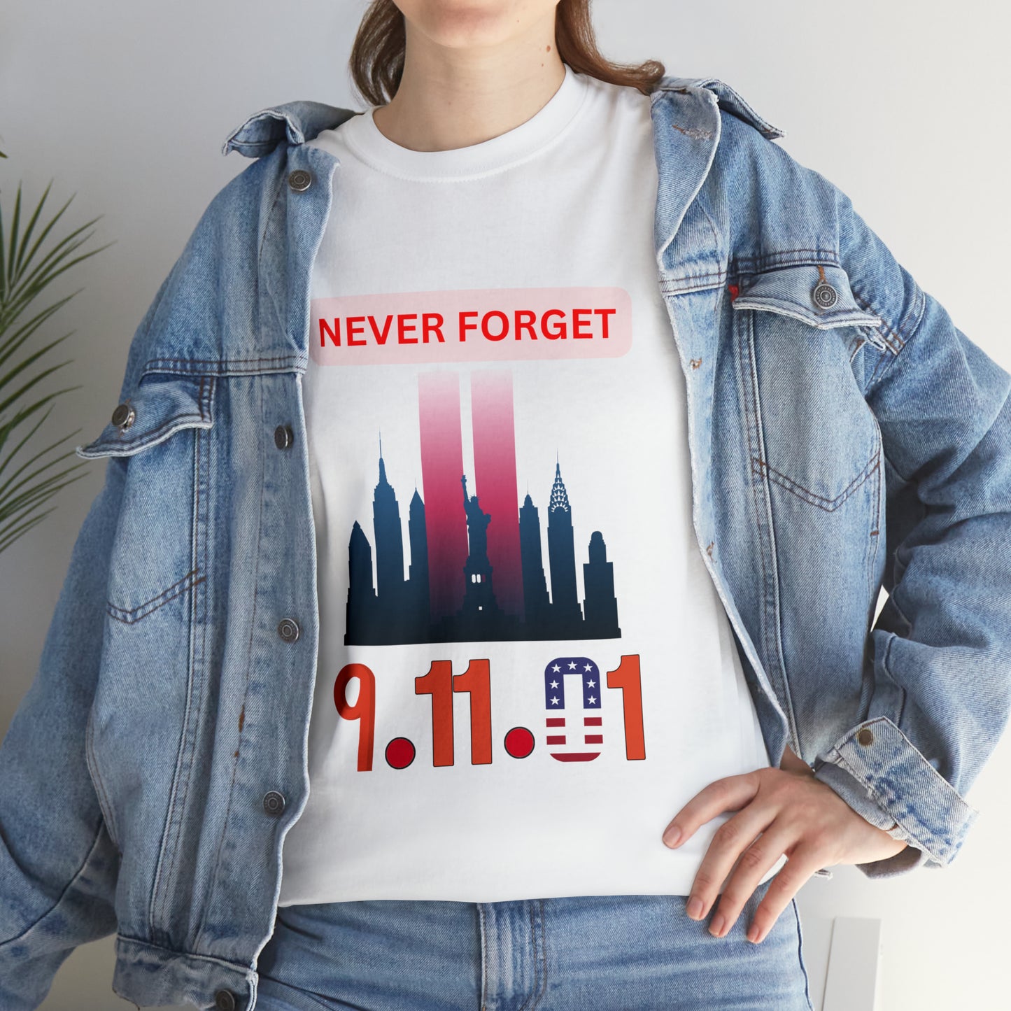 Unisex Heavy Cotton Tee- Never Forget 9/11/01