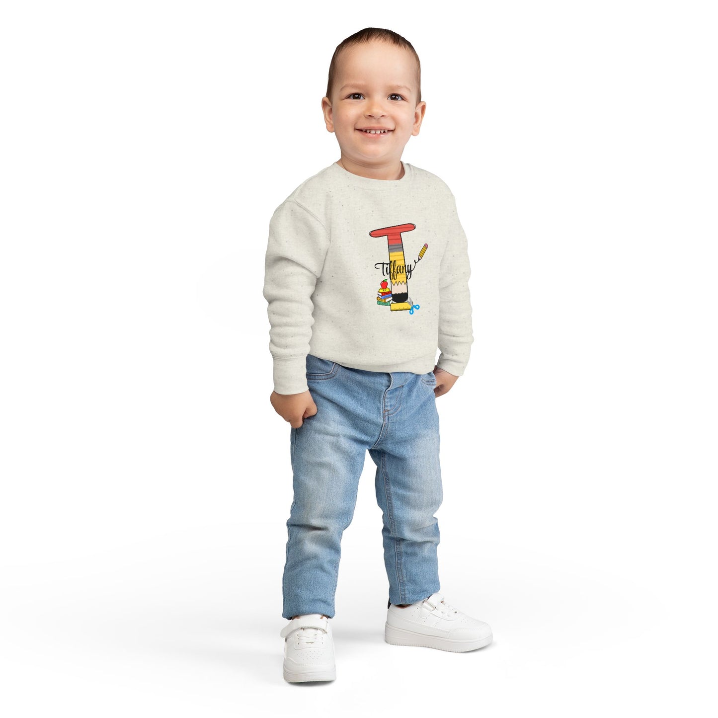 Custom name unisex alphabet sweatshirt for youth, toddlers & adults. Toddler and preschool gift, First Day Of School, fun shirt for youth