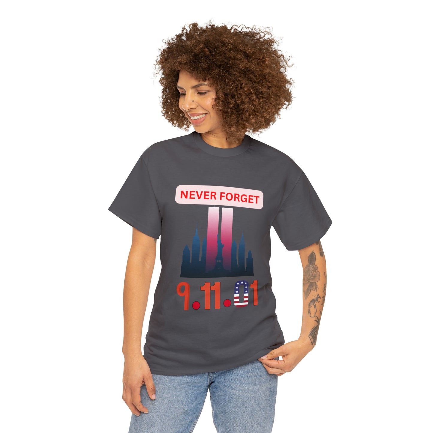 Unisex Heavy Cotton Tee- Never Forget 9/11/01